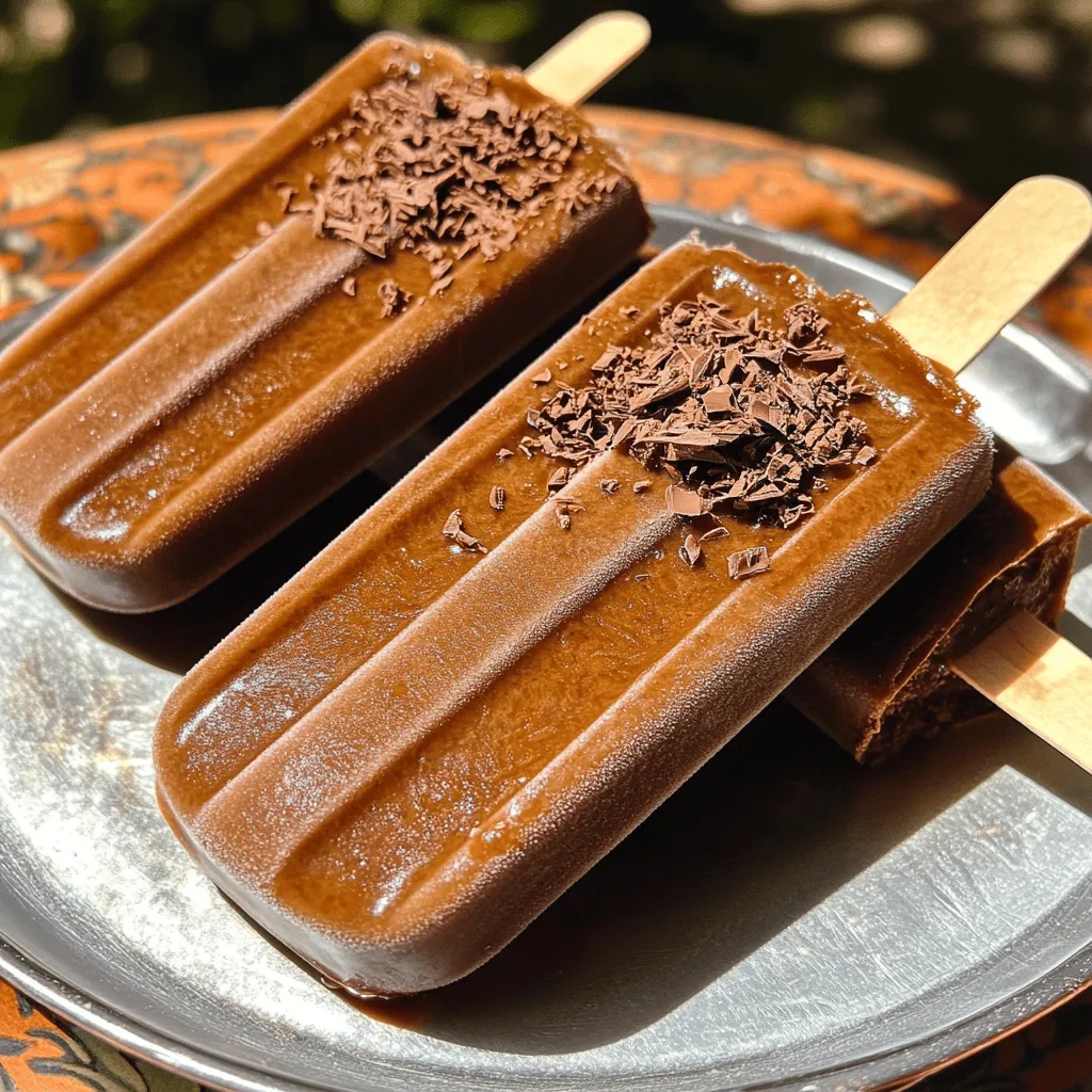 - 2 cups brewed coffee, cooled - 1 cup milk or dairy-free alternative - 1/2 cup sweetened condensed milk or maple syrup - 2 tablespoons unsweetened cocoa powder - 1 teaspoon vanilla extract - A pinch of salt - Optional garnishes: chocolate shavings or espresso beans I love using these simple ingredients to make mocha iced coffee popsicles. First, I brew strong coffee. It gives a rich flavor. Let it cool before mixing. You can use any milk you like. Dairy-free options work great too. Sweetened condensed milk adds a nice touch. If you want a healthier choice, maple syrup is a great substitute. Cocoa powder is key for that chocolate taste. It makes the popsicles feel special. Don't forget the vanilla extract. It enhances all the flavors. A small pinch of salt balances the sweetness. For a fun twist, you can add garnishes. Chocolate shavings make the popsicles look fancy. Espresso beans give a nice crunch. These ingredients blend together to create a delightful treat. You can find the full recipe to make these tasty popsicles in the link above. To start, mix all your ingredients in a big bowl. This includes 2 cups of cooled coffee, 1 cup of milk, 1/2 cup of sweetened condensed milk or maple syrup, 2 tablespoons of cocoa powder, 1 teaspoon of vanilla extract, and a pinch of salt. Whisk until the cocoa fully blends in. Next, taste your mix. If you want it sweeter, add more sweetener and stir once more. Finally, carefully pour this chocolate coffee mixture into popsicle molds. Leave a small gap at the top so they have room to expand while freezing. Now, gently insert popsicle sticks into the molds. Place them right in the center for even freezing. Then, pop the molds into the freezer. Make sure to freeze them for at least 6 to 8 hours. The longer, the better! For best results, avoid opening the freezer too often, as that can slow down the process. Once your popsicles are frozen solid, it's time to release them. Run warm water over the outside of the molds for a few seconds. This will help loosen them up. Then, gently tug on the sticks to free the popsicles. For a nice touch, you can add chocolate shavings or an espresso bean on top for a fancy look. Serve them on a chilled plate or in a cup of iced coffee for an extra special treat. To get creamy popsicles, choose full-fat milk or cream. Full-fat options give a rich taste. If you prefer lighter options, try almond or coconut milk. These alternatives still taste great. You can also adjust sweetness levels. Try sweetened condensed milk for a rich flavor. Or, use pure maple syrup for a lighter touch. Want to boost flavor? Add a splash of hazelnut extract or a hint of cinnamon. These flavors mix well with coffee. For a smoother texture, blend your mixture longer. This helps to fully mix the cocoa powder. You can even strain the mixture for extra smoothness. Serve your popsicles on a chilled plate. This makes a cool display. You can also place them in cups of iced coffee. For a fun twist, sprinkle cocoa powder on top. Adding chocolate shavings or an espresso bean can make each popsicle pop. These small touches make the treats look fancy and taste even better. For the full recipe, check out the details above! {{image_4}} You can play with flavors in your mocha iced coffee popsicles. Adding different extracts can change the taste. Try almond or hazelnut for a new twist. A few drops can make a big difference. Spices also add depth. A sprinkle of cinnamon or nutmeg can enhance the mocha flavor. These warm spices pair well with chocolate. Just a little can turn your popsicle into a cozy treat. If you want to cut down on sugar, you have options. Use sugar-free sweeteners like stevia or erythritol. These will keep your popsicles sweet without the calories. For a vegan version, swap the milk for a plant-based milk. Almond, coconut, or oat milk work great. You can also replace sweetened condensed milk with maple syrup for added flavor. Experimenting with different types of coffee can create unique popsicles. Cold brew can give a smoother taste, while espresso can add a strong kick. Each coffee type brings its own flair. If you want alternatives to traditional milk, try nut or soy milk. These options can alter the creaminess and flavor. They also make your popsicles dairy-free. For the full recipe, check out the Mocha Iced Coffee Popsicles Delight section. To keep your mocha iced coffee popsicles fresh, store them properly. Use airtight containers or freezer bags. This will help keep the popsicles from absorbing other flavors. To prevent freezer burn, wrap each popsicle in plastic wrap. Make sure they are sealed tight. These popsicles taste best within two months. After that, they can lose flavor and texture. Check for icy crystals on the surface. If you see them, the popsicles may not taste great. You should also look for any off smells. If they smell bad, it's best to toss them. Don't let leftover coffee go to waste! Use it for iced coffee drinks or coffee smoothies. You can also mix it into oatmeal for a new twist. If you have extra sweetened condensed milk, try it in desserts like fudge or as a drizzle over pancakes. These ideas help you make the most of your ingredients. Enjoy your mocha iced coffee popsicles and get creative with what’s left! For a detailed recipe, check the Full Recipe section. Yes, you can use decaf coffee. It works well if you want less caffeine. Just brew it as you usually would. The taste remains rich and satisfying. You still get that mocha flavor without the jitters. You should freeze your popsicles for at least 6-8 hours. This ensures they are completely solid. If you want them firm, leave them overnight. It makes a big difference in texture. You can use pure maple syrup instead. It adds sweetness and a nice flavor. Other options include honey or agave syrup. These swaps give you flexibility based on what you have. To keep popsicles from sticking, run warm water over the molds. This helps loosen them. You can also use non-stick spray inside the molds before pouring in the mixture. This trick works well for easy removal. Yes, you can add a splash of alcohol for a fun twist. Try coffee liqueur or whiskey. Just remember to keep the amount small. Too much liquid can make them difficult to freeze. You learned how to make tasty coffee popsicles with simple ingredients. We covered how to mix the base, freeze, and present your treats. Don’t forget tips for creaminess and flavor boosts! You can even try fun variations or adjust for diets. Store them right for the best taste later. Now it’s time to enjoy your creation or share it with friends. Happy popping!