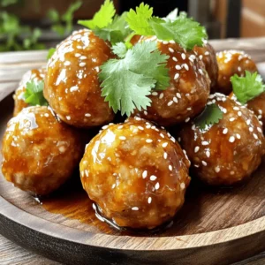 - 1 lb ground chicken (or turkey) - 1/2 cup breadcrumbs (preferably panko) - 1/4 cup green onions, finely chopped - 2 tablespoons soy sauce - 1 tablespoon ginger, minced - 1 tablespoon garlic, minced - 1/4 teaspoon freshly ground black pepper - 1/4 teaspoon sesame oil - 1/2 cup teriyaki sauce - 1 tablespoon sesame seeds (for garnish) - Fresh cilantro leaves (for garnish) Gathering the right ingredients is key to making teriyaki glazed meatballs. You want to start with the main ingredients, which include ground chicken or turkey. Ground meat forms a soft base for your meatballs, making them tender and juicy. Next, we add breadcrumbs. Panko is a great choice here. It gives the meatballs a nice crunch. The green onions add fresh flavor and a bit of color. For flavor enhancers, soy sauce brings in umami. Ginger and garlic add warmth and depth. Together, they make your meatballs sing with flavor. When it comes to seasoning, you only need a touch of black pepper and sesame oil. These will elevate the taste without overpowering the dish. Finally, teriyaki sauce is the star. It coats the meatballs and adds that sweet, tangy glaze we love. Don't forget the sesame seeds and cilantro for garnish. They add a pop of color and freshness to your plate. For the full recipe, check out the details above. Enjoy creating these tasty bites! - Preheat your oven to 400°F (200°C). - In a large bowl, mix the ground chicken, breadcrumbs, and chopped green onions. - Add the beaten egg, soy sauce, ginger, garlic, black pepper, and sesame oil. - Use your hands or a spatula to mix until well blended. - Dampen your hands with water to prevent sticking. - Form the mixture into small meatballs, about 1 inch in size. - Place the meatballs on a baking sheet lined with parchment paper. - Bake them for 15-20 minutes until they turn golden brown and are fully cooked. - While the meatballs bake, heat the teriyaki sauce in a small saucepan. - Once warm and bubbly, take it off the heat. - After baking, transfer the meatballs to a bowl. - Pour the warm teriyaki sauce over the meatballs and toss gently. - Make sure each meatball is well-coated and glistening. For the full recipe, check the detailed ingredients and instructions above. Enjoy creating this tasty dish! To make great meatballs, you must mix the ingredients evenly. This ensures every bite has the same flavor. Use your hands or a spatula to mix well. This helps all the flavors blend together. To prevent sticking, dampen your hands with water. This simple trick makes shaping the meatballs much easier. Bake your meatballs at 400°F (200°C) for 15-20 minutes. This temperature gives them a nice golden color while keeping them juicy. For easy cleanup, line your baking sheet with parchment paper. This prevents sticking and saves you time on washing dishes later. Teriyaki glazed meatballs pair well with rice or steamed veggies. You can make a nice stir-fry on the side. For a fun twist, serve them in lettuce wraps or on skewers. They also taste great in a sub sandwich with fresh veggies. Check out the Full Recipe for more ideas on how to enjoy these delicious meatballs! {{image_4}} You can mix up the meat in teriyaki glazed meatballs. Ground turkey is a lean option. It keeps the meatballs moist and tender. You can also try ground beef for a richer taste. If you prefer plant-based options, use lentils or chickpeas. Mash them up and add spices. This makes a tasty vegetarian meatball. While store-bought teriyaki sauce works great, making your own can be fun. Combine soy sauce, sugar, and ginger in a pot. Heat until the sugar dissolves. You can also try other Asian-inspired sauces. Hoisin sauce adds a sweet kick. For a spicy touch, mix in some sriracha. Experiment with flavors to find your favorite. If you need low-sodium options, choose low-sodium soy sauce. This keeps the flavor without the extra salt. For a gluten-free version, use tamari instead of soy sauce. You can also use gluten-free breadcrumbs. These small changes make the dish fit your diet while keeping it delicious. To keep your teriyaki glazed meatballs fresh, place them in an airtight container. This helps seal in moisture and flavor. You can refrigerate the meatballs right after they cool down. They will stay good in the fridge for up to four days. If you want to enjoy them later, freezing is a great option. When freezing, allow the meatballs to cool completely first. Arrange them in a single layer on a baking sheet. Once frozen, transfer them to a freezer bag. This method prevents them from sticking together. Teriyaki glazed meatballs can be frozen for up to three months. To reheat, simply bake them in the oven at 350°F (175°C) for about 15-20 minutes. You can also microwave them for a quick meal. Incorporating teriyaki glazed meatballs into your meal prep is easy. You can pair them with rice or veggies for quick lunches. Use compartments in meal prep containers to keep everything fresh. Glass containers work best, as they are durable and microwave-safe. This way, you can enjoy a tasty meal anytime! For the full recipe, check back to see how it all comes together! You can add heat by mixing in red pepper flakes. Start with a small amount. You can also use sriracha or chili sauce in the teriyaki glaze. Just remember, spicy flavors can change the dish's taste. Adjust based on your heat tolerance. Yes, you can use ground chicken thighs instead of ground chicken. Ground thighs have more fat, adding flavor and juiciness. Just be mindful of the cooking time as it may differ slightly. Always ensure the meat is cooked through. Teriyaki glazed meatballs pair well with various sides. Here are some ideas: - Steamed rice or jasmine rice - Sesame noodles - Stir-fried vegetables - Cucumber salad - Miso soup These sides add balance and complement the sweet flavors of the meatballs. To check if meatballs are done, use a meat thermometer. The internal temperature should reach 165°F (75°C). If you don't have a thermometer, cut one open. The meat should be no longer pink inside, and juices should run clear. Yes, you can make teriyaki glazed meatballs ahead of time. Prepare and bake them, then store in the fridge. They will last for about three days. You can also freeze them for up to three months. Just reheat gently before serving. Check the Full Recipe for more tips! You learned how to make tasty teriyaki glazed meatballs. We covered key ingredients like ground chicken, breadcrumbs, and spices. Preparing, baking, and enhancing with sauce creates a delicious dish. With tips on variations and storage, you can adapt this recipe to your taste. Enjoy experimenting with different proteins and sauces. Whether for a meal prep or a quick dinner, these meatballs are sure to please.