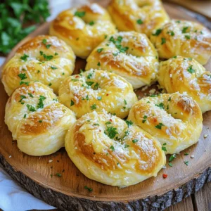 - 1 package (1 lb) pizza dough - 1/2 cup unsalted butter, melted - 4 cloves garlic, finely minced - 1 teaspoon dried oregano - 1 teaspoon dried parsley - 1/2 teaspoon red pepper flakes (optional) - Salt and freshly cracked black pepper to taste - Freshly grated Parmesan cheese - Fresh parsley, freshly chopped for garnish To make buttery garlic knots, you need a few key ingredients. First, you will need pizza dough. You can buy it or make it yourself. Next, unsalted butter helps create that rich flavor. Minced garlic adds a punch that everyone loves. Now, let’s talk about herbs. Dried oregano and parsley bring out the taste of the garlic. If you enjoy a bit of heat, add red pepper flakes. It’s optional, but I recommend trying it. Don’t forget the toppings! Salt and black pepper give your knots a nice finish. Freshly grated Parmesan cheese adds a cheesy touch. Finally, sprinkle some fresh parsley on top for color and freshness. These ingredients come together to make buttery garlic knots easy and fun to prepare. Every bite will be full of flavor! First, preheat your oven to 375°F (190°C). This step is key for getting the right texture when baking. Next, line a baking sheet with parchment paper. This makes cleanup easy and helps the knots not stick. On a lightly floured surface, roll out your pizza dough into a rectangle. Aim for a thickness of about 1/4 inch. This helps the knots bake evenly and stay soft inside. Once the dough is rolled out, grab a sharp knife or pizza cutter. Cut the dough into strips that are about 1 inch wide and 6 inches long. Now it’s time to twist the strips into knots! Take each strip, twist it, and tuck the ends underneath. This keeps them from coming undone. Place each knot on the prepared baking sheet, leaving some space between them. This gap helps them bake evenly. In a small bowl, mix together the melted butter and minced garlic. Add dried oregano, dried parsley, and a pinch of salt and pepper. If you like it spicy, toss in red pepper flakes too. Stir until everything is well mixed. Use a pastry brush or the back of a spoon to coat each knot with this buttery mixture. Generously cover each knot for the best flavor. Now it’s time to bake! Place your baking sheet in the preheated oven. Bake the knots for about 15-20 minutes. You want them to turn golden brown and smell amazing. As soon as they are out of the oven, sprinkle freshly grated Parmesan cheese over the hot knots. This cheese melts into the butter, making each bite creamy and delicious. Add a sprinkle of freshly chopped parsley for a pop of color before serving. Using homemade pizza dough gives you control over flavors. You can add herbs or spices right into the dough. Store-bought dough is quick and easy. It saves time for busy cooks. When rolling out the dough, keep it even. Aim for about a 1/4 inch thick. This ensures all knots bake evenly. You can boost flavor by adding herbs. Try thyme, basil, or rosemary. Just a pinch can make a big difference! Adjust the butter mixture too. Add more garlic for a strong taste or less for a milder one. Red pepper flakes add heat. Use them if you like a little kick. Serve garlic knots on a wooden platter. Their golden color pops against the wood. Drizzle extra garlic butter over the top. This adds shine and flavor. Sprinkle fresh parsley for a bright touch. Pair the knots with marinara sauce for dipping. This adds a fun element to your meal. {{image_4}} You can make your garlic knots even better by adding cheese. Use mozzarella or cheddar for a gooey center. First, take a piece of dough and flatten it. Add a small cube of cheese in the center. Then fold the dough over the cheese and twist it into a knot. Baking time changes a bit when you add cheese. Keep the temperature at 375°F (190°C). Bake for about 20 to 25 minutes. Check for a golden color and melted cheese peeking out. For a kick, add some heat with jalapeños. Chop them finely and mix them into the garlic butter. You can also use crushed red pepper flakes for extra spice. When adding spicy elements, balance the heat with creamy toppings. A dollop of sour cream or a side of ranch helps cool the spice. Making garlic knots gluten-free is simple. Use gluten-free pizza dough available at most stores. You can also make your own with gluten-free flour. For vegan knots, choose dairy-free butter and skip the cheese. Make sure all seasonings are vegan-friendly. This way, everyone enjoys these tasty treats! To keep your garlic knots fresh, place them in an airtight container. This will help seal in moisture and flavor. If you have a lot left, you can also wrap them in plastic wrap. Store the container in the fridge. They stay fresh for about 3 days. After that, they may dry out or lose flavor. You can reheat garlic knots in different ways. The oven is the best choice. Preheat it to 350°F (175°C). Place the knots on a baking sheet and heat for about 5-7 minutes. This keeps them warm and crispy. You can also use a microwave. Heat them for 20-30 seconds. However, this method may make them a bit soft. An air fryer is another great option. Set it to 350°F (175°C) and cook for about 3-4 minutes. This method brings back their crunch. Freezing garlic knots is easy. First, let them cool completely. Then, place them in a freezer-safe bag or container. Be sure to remove as much air as possible. They can last up to 2 months in the freezer. When you want to eat them, take them out and let them thaw in the fridge overnight. After that, you can reheat them using any of the methods mentioned above. Enjoy the same great taste as fresh! To reheat garlic knots, use the oven for the best results. Preheat your oven to 350°F (175°C). Place the knots on a baking sheet. Heat for about 10 minutes. This keeps them soft and warm. You can also use the microwave, but the knots may turn chewy. Cover them with a damp paper towel to help keep moisture. Yes, you can make the dough ahead of time. If you want to refrigerate it, wrap it tightly in plastic wrap. It can last for 2 days in the fridge. You can also freeze the dough. Just put it in a freezer bag. It will last for about a month. Thaw it in the fridge overnight before using. Buttery garlic knots pair well with many dishes. Serve them with marinara sauce for dipping. They also complement pasta dishes, soups, and salads. You can enjoy them as a snack or side dish. They are great with a cheese platter too. Buttery garlic knots are tasty but not the healthiest option. They are high in calories and carbs. One knot has about 120 calories. The butter adds fat, but you can use less. Consider adding whole wheat dough for more fiber. Enjoy them in moderation for a balanced diet. You will know the knots are done when they turn golden brown. They should smell fragrant and slightly crispy on the edges. You can also check the bottom. It should be brown and firm. If they look pale, they need more time in the oven. Keep an eye on them as they bake! In this article, I detailed how to make buttery garlic knots from start to finish. We explored the main ingredients, shaping the dough, and baking tips. I also shared delicious variations and storage methods to keep your knots fresh. Remember, cooking is fun! You can always tweak the recipe to suit your taste. Try new flavors and enjoy every bite. Make these knots for your next gathering, and I bet they'll be a hit!