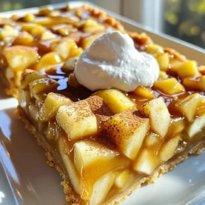 Here’s what you need to make these tasty caramel apple pie bars: - 2 cups all-purpose flour - 1/2 cup granulated sugar - 1/4 teaspoon baking powder - 1/2 teaspoon baking soda - 1/4 teaspoon salt - 3/4 cup unsalted butter, softened to room temperature - 1 teaspoon vanilla extract - 2 large apples, peeled, cored, and diced (preferably Granny Smith) - 1 teaspoon ground cinnamon - 1/2 cup brown sugar, packed - 1 tablespoon fresh lemon juice - 1 cup caramel sauce (store-bought or homemade) - Optional: Whipped cream for serving These ingredients blend together to create a perfect balance of sweet and tart. The apples bring a fresh crunch, while the caramel adds a rich flavor. Using Granny Smith apples gives a nice tartness that pairs well with the sweetness of the caramel and brown sugar. When you're measuring the flour, make sure to spoon it into the cup and level it off. This keeps the crust from being too dense. You can use store-bought caramel sauce if you want to save time, but homemade always adds a special touch. So gather these ingredients, and get ready to whip up something delicious! - Set oven temperature to 350°F (175°C). - Prepare baking pan with parchment paper. Start by preheating your oven. This step is key to ensure even baking. While the oven heats, line a 9x9 inch baking pan with parchment paper. Leave some paper hanging over the edges. This will help with lifting the bars out later. - Combine flour, sugar, baking powder, baking soda, and salt. In a large bowl, mix the dry ingredients. Use a whisk to blend the flour, sugar, baking powder, baking soda, and salt. This will ensure all the dry ingredients mix well. A good mix will help your bars rise properly. - Mix together softened butter and vanilla extract with dry mixture. - Achieve coarse crumb consistency. Next, add the softened butter and vanilla extract to the dry mix. Use a pastry cutter or your fingers to combine them. You want the mix to look like coarse crumbs. This texture is perfect for the crust. - Press half of the crust mixture into the prepared pan. Take about half of your crust mix and press it evenly into the bottom of the pan. Make sure it’s firm and even. This will create a sturdy base for your delicious bars. - Toss diced apples with cinnamon, brown sugar, and lemon juice. In a separate bowl, toss the diced apples with cinnamon, brown sugar, and lemon juice. This step makes sure the apples are sweet and flavorful. Spread this apple mixture evenly over the crust. - Layer apple mixture and drizzle caramel sauce. - Sprinkle remaining crust mixture on top. Drizzle half of the caramel sauce over the apple layer. This adds richness and sweetness. Then, sprinkle the rest of the crust mixture on top. Cover the apples completely to lock in the flavors. - Bake for 25 to 30 minutes. - Cool and drizzle with remaining caramel sauce. Now, place the pan in the oven. Bake for 25 to 30 minutes until the top is golden brown. Once baked, let the bars cool in the pan for about 10 minutes. Drizzle the remaining caramel sauce on top while they’re still warm. This makes the bars even more indulgent! To get the best crust, use room temperature butter. This helps the butter mix in well. If the butter is too hard, it will be tough to mix. Mix just until the dough comes together. Overmixing can make your crust dense. You want it light and flaky. For baking, I love using Granny Smith apples. They are tart and hold their shape well. Other good choices are Honeycrisp and Fuji. When preparing apples, peel, core, and dice them into small pieces. This helps them cook evenly. Toss them with lemon juice to keep them fresh and bright. You can adjust the sweetness to match your taste. If you like it sweeter, add more brown sugar. If you prefer less sweetness, cut back a bit. You can also play with spices. Try adding nutmeg or ginger for warmth. Nuts like walnuts or pecans add a nice crunch, too! {{image_4}} You can enhance your caramel apple pie bars in fun ways. Adding nuts like walnuts or pecans gives a nice crunch. It adds a rich flavor that pairs well with apples. Just chop them coarsely and mix them into the apple filling. You can also spice things up with other flavors. Try adding nutmeg or ginger for a warm twist. A pinch of these spices can change the whole taste. They bring a cozy feel that fits perfectly with apples. If you need gluten-free options, use gluten-free flour. Many brands offer great substitutes that work well in baking. You won’t lose any flavor or texture with these alternatives. For a vegan version, you can swap the butter for coconut oil or a vegan butter. Use a plant-based caramel sauce too. These swaps keep your treat delicious while meeting dietary needs. Serving your bars with a scoop of ice cream makes them extra special. Vanilla ice cream pairs perfectly with the warm caramel flavor. You can also drizzle warm caramel sauce over the top for added sweetness. For a beautiful presentation, arrange the bars on a fancy platter. Top each bar with whipped cream and a drizzle of caramel. This makes an inviting dessert that will impress your guests. To store leftover caramel apple pie bars, place them in a cool, dry spot. The best temperature is around room temperature. Use an airtight container to keep them fresh. If you have a lot, stack them with parchment paper between layers. This keeps them from sticking together. You can freeze caramel apple pie bars for later. First, let them cool completely. Wrap each bar in plastic wrap. Then, place them in a freezer bag or airtight container. For best results, freeze them for up to three months. When ready to eat, take them out and thaw in the fridge overnight. To reheat your caramel apple pie bars, use the oven. Preheat it to 350°F (175°C). Place the bars on a baking sheet. Heat them for about 10 minutes. This keeps the texture soft. If you prefer, you can use a microwave. Heat one bar for 15 to 20 seconds. Enjoy the warm, gooey caramel flavor! I recommend using Granny Smith apples for a tart flavor. Honeycrisp apples work well too. These apples hold their shape when baked. They balance the sweetness of the caramel. You want apples that give a nice crunch and flavor. Yes, you can use store-bought caramel sauce. It saves time and is very convenient. However, homemade caramel tastes richer and fresher. Store-bought options can vary in flavor and thickness. If you want a deep flavor, try making your own. Look for a golden-brown top. The edges should be slightly firm. You can poke the apples with a fork. If they feel tender, the bars are ready. The smell of baked apples and caramel will fill your kitchen, too. Absolutely! You can make these bars a day in advance. Just store them in an airtight container. Keep them at room temperature for best taste. If you want to store them longer, you can freeze them. Just thaw them in the fridge before serving. This recipe for Caramel Apple Pie Bars combines simple ingredients and easy steps. You learned how to mix, bake, and even store these tasty treats. Remember to choose the right apples and try your own variations for fun. These bars are great for any occasion. I hope you feel excited to bake and share with friends. Happy baking!