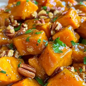 - 4 medium sweet potatoes, peeled and cut into bite-sized cubes - 1/2 cup pecans, coarsely chopped - 1/4 cup pure maple syrup - 3 tablespoons unsalted butter, melted - 1 teaspoon ground cinnamon - 1/2 teaspoon ground nutmeg - Salt and freshly ground black pepper, to taste - Fresh parsley, chopped (for garnish, optional) Sweet potatoes are the star here. They bring a sweet, earthy taste. Pecans add a nice crunch and nutty flavor. Pure maple syrup gives a rich sweetness. Unsalted butter helps to coat the sweet potatoes. Ground cinnamon and nutmeg add warmth and spice. Using salt and pepper balances the flavors. Fresh parsley brightens the dish and adds color. When choosing sweet potatoes, look for firm ones with smooth skin. Avoid any with soft spots or blemishes. For pecans, fresh nuts have a better taste. Check for a rich smell without any off odors. Pure maple syrup should be your first choice for the best flavor. Avoid imitation syrups, as they lack depth. Fresh spices, like cinnamon and nutmeg, provide the best flavor. Check expiration dates to ensure quality. First, preheat your oven to 400°F (200°C). This step is key for perfect roasting. Next, take four medium sweet potatoes. Peel them and cut them into bite-sized cubes. You want them even for cooking. Bring a large pot of salted water to a boil. Carefully add the sweet potato cubes to the boiling water. Cook for about 10-15 minutes or until they are fork-tender. Drain the potatoes well and let them cool slightly in a bowl. In a separate mixing bowl, combine 3 tablespoons of melted butter and 1/4 cup of pure maple syrup. Add 1 teaspoon of ground cinnamon and 1/2 teaspoon of ground nutmeg. Don't forget a pinch of salt and a few cracks of black pepper. Mix these ingredients until smooth. Now, gently fold the sweet potato cubes into the maple mixture. Make sure each piece is coated well, but be careful not to mash them. Line a baking sheet with parchment paper to prevent sticking. Spread the sweet potatoes evenly on the sheet in a single layer. This helps them roast properly. Now, sprinkle 1/2 cup of coarsely chopped pecans over the sweet potatoes. This adds great flavor and crunch. Place the baking sheet in your preheated oven. Roast the sweet potatoes for about 25-30 minutes. Remember to stir them halfway through cooking. This helps them caramelize evenly and gives them a nice golden color. Once the sweet potatoes are done, take them out of the oven and let them cool slightly. This resting time lets all the flavors develop. For a beautiful presentation, you can garnish the dish with fresh parsley if you like. This adds color and freshness to your dish. Serve the sweet potatoes in a rustic bowl or on a decorative platter. Drizzle any leftover maple mixture from the baking sheet over the top. It makes for a sweet and shiny finish that everyone will love. To get the best results, roast the sweet potatoes at 400°F (200°C). This heat gives a nice caramelization. Boil the sweet potatoes first. This step makes them tender. When you mix them with the maple syrup, they coat better. Spread the sweet potatoes on the baking sheet. Avoid crowding them, so they roast evenly. Stir them halfway through cooking. This helps them brown on all sides. Maple syrup adds sweetness, but you can boost the flavor more. Try adding a pinch of cayenne for warmth. A dash of vanilla extract gives a nice twist too. You can also mix in other spices. Cardamom or ginger pairs well with sweet potatoes. Don’t forget the salt and pepper. They balance the dish perfectly. Presentation is key for any dish. Serve the sweet potatoes in a rustic bowl. A decorative platter also works well. Drizzle the leftover maple mixture from the baking sheet over the potatoes. It adds shine and extra sweetness. For a pop of color, sprinkle fresh parsley on top. This makes the dish look fresh and inviting. {{image_4}} You can change the sweet taste of this dish. If you want less sugar, try using honey or agave syrup. Both add great flavor. You can also use coconut sugar for a richer taste. Each option gives a unique twist to your sweet potatoes. While pecans are tasty, other nuts work well too. Walnuts or almonds can add crunch and flavor. If you like spice, consider adding ginger or allspice. These can give your dish a warm, cozy feel. Experiment with different nuts and spices to find your favorite mix. To make this dish vegan, swap the butter for coconut oil or vegan butter. This keeps it creamy and rich. For gluten-free, you can rest easy. All the ingredients are already gluten-free. Enjoy this dish without worry, and it will still taste amazing! After enjoying your Maple Pecan Sweet Potatoes, store any leftovers in an airtight container. Keep them in the fridge for up to four days. This helps preserve their taste and texture. Make sure they cool to room temperature before sealing. This step helps prevent moisture buildup, which can make them soggy. To reheat your sweet potatoes, preheat your oven to 350°F (175°C). Spread the sweet potatoes on a baking sheet. Heat them for 15-20 minutes, or until warm. Stir halfway through to ensure even heating. If you prefer the microwave, place a portion in a bowl. Heat for 1-2 minutes, stirring once. If you want to freeze your sweet potatoes, first let them cool completely. Place them in a freezer-safe bag or container. Remove as much air as possible to prevent freezer burn. They can stay fresh in the freezer for up to three months. To enjoy later, just thaw in the fridge overnight before reheating. You can prepare Maple Pecan Sweet Potatoes a day before serving. First, cook the sweet potatoes and mix them with the maple mixture. Place them in a baking dish and cover tightly with foil. Store in the fridge overnight. When you are ready to serve, just bake them in the oven. You may need to adjust the baking time if they are cold from the fridge. Yes, you can use other nuts. Walnuts or almonds work well. Each nut gives a different flavor. Just chop them coarsely like the pecans. This way, they will mix nicely with the sweet potatoes. Toast the nuts before adding for an extra crunch. Maple Pecan Sweet Potatoes pair well with many dishes. Try serving them with roasted chicken or turkey. They also go great with pork chops. For a vegetarian meal, serve them with a hearty salad. The sweet and nutty flavor complements savory proteins perfectly. This guide covered all you need for Maple Pecan Sweet Potatoes. We explored the complete ingredient list, preparation steps, and roasting techniques. I shared tips on flavor, presentation, and variations. Storing tips and FAQs help you manage leftovers and make planning easy. Remember, mastering this dish adds warmth to your meal. Enjoy experimenting with flavors and ingredients! Happy cooking!