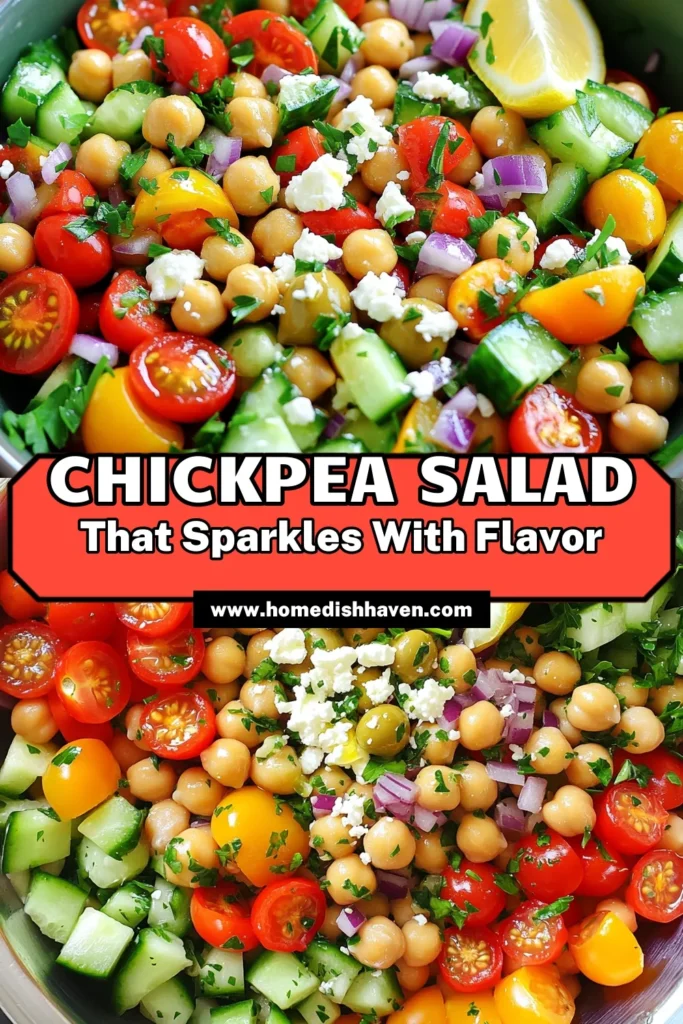 Brighten your table with this delicious Mediterranean Chickpea Salad! Packed with fresh veggies, creamy feta, and a zesty dressing, it's a perfect dish for any occasion. With quick prep and vibrant flavors, this salad is not only healthy but also visually stunning. Discover how to make it and enjoy a burst of Mediterranean flair in every bite. Click through for the full recipe now! #MediterraneanDiet #ChickpeaSalad #HealthyRecipes #FreshEats