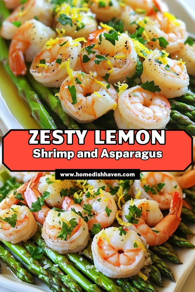 Brighten up your dinner with this refreshing Lemon Zesty Shrimp & Asparagus Delight! This easy recipe features juicy shrimp and tender asparagus tossed with zesty lemon, garlic, and seasonings, all baked to perfection in just 20 minutes. It's a delightful dish that's perfect for any night. Click through for the full recipe and bring a burst of flavor to your table tonight! #ShrimpRecipes #HealthyDinner #Asparagus #LemonRecipes