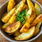 Here’s what you need to make crispy air fryer potato wedges: - 4 large russet potatoes - 3 tablespoons high-quality olive oil - 1 tablespoon garlic powder - 1 tablespoon paprika (smoked or regular) - 1 teaspoon onion powder - 1 teaspoon dried oregano - Salt and freshly ground black pepper to taste - Fresh parsley, finely chopped, for garnish Gather these items before you begin. The russet potatoes give the best texture. Their starchiness creates a nice crunch. High-quality olive oil adds flavor and helps the spices stick. Each seasoning brings its own unique taste. Garlic powder gives a savory kick, while paprika adds warmth. Onion powder and oregano round out the flavor profile. Finally, a sprinkle of fresh parsley brightens the dish. First, set your air fryer to 400°F (200°C). Let it preheat for about 5 minutes. This step ensures your potato wedges cook evenly and get crispy. Take 4 large russet potatoes and scrub them well. Cut each potato into even wedges. This helps them cook at the same rate. In a big bowl, add the potato wedges. Pour in 3 tablespoons of olive oil. Then, add 1 tablespoon of garlic powder, 1 tablespoon of paprika, 1 teaspoon of onion powder, and 1 teaspoon of dried oregano. Finally, sprinkle some salt and black pepper. Toss everything well until each wedge is coated. Place the seasoned wedges in a single layer in the air fryer basket. If the basket is full, cook in smaller batches. Air fry the wedges for 15 to 20 minutes. Remember to shake the basket halfway through. This helps them cook evenly and get that great crunch. Once cooked, take out the crispy wedges and let them cool for a couple of minutes. This cooling time makes them even crunchier. Before serving, sprinkle fresh parsley on top for color and flavor. Serve them in a rustic bowl or on a platter. They pair well with dipping sauces like ketchup or aioli. - Cooking in batches: Always cook your potato wedges in small groups. This gives them space to crisp up well. If you crowd the basket, they will steam instead of fry. Aim for a single layer for the best results. - Importance of even coating: Make sure each wedge gets a good coat of oil and spices. This helps them turn golden and crunchy. Toss them well in a bowl before cooking. Russet potatoes are great for wedges. They have a high starch content. This gives you that fluffy inside and crispy outside. Other potatoes, like red or yellow, may not work as well. They can be waxy and don't crisp up nicely. Set your air fryer to 400°F (200°C). Cook for 15 to 20 minutes. If your wedges are thick, you may need more time. Check them at 15 minutes. Give them a shake halfway through to help them cook evenly. This keeps every bite deliciously crispy. {{image_4}} You can give your potato wedges a fun twist. Try adding cheese! Sprinkle some grated parmesan or cheddar on top. It melts and adds a creamy taste. You can also mix in fresh herbs like rosemary or thyme. They bring great flavor and freshness to the dish. Russet potatoes are popular, but you can explore other types. Sweet potatoes bring a natural sweetness and vibrant color. They cook well in the air fryer and taste awesome. Red potatoes are another choice. They are creamy and hold their shape well, adding a different texture. The seasoning mix in the recipe is great, but you can switch it up. Try using taco seasoning for a spicy kick. Or, go for curry powder for a unique twist. You can even use lemon zest for a fresh, citrus flavor. Mix and match to find your favorite blend! To keep your leftover potato wedges fresh, use an airtight container. Glass or plastic containers work great. Avoid leaving them out at room temperature. Store them in the fridge to keep them tasty for up to three days. You have three good options to reheat your potato wedges. The air fryer is my favorite. It brings back the crispiness. Set it to 350°F (175°C) and heat for about 5 to 7 minutes. The oven is another choice. Preheat it to 400°F (200°C) and bake for 10-15 minutes. Lastly, the microwave is fine for speed, but it may make them soft. Heat for about 1-2 minutes, checking often. If you want to freeze your potato wedges, let them cool first. Place them in a single layer on a baking sheet. Freeze them for 1-2 hours until firm. Then move them to a freezer bag or container. They can stay frozen for up to three months. When you're ready to eat, cook them from frozen in the air fryer for about 20-25 minutes. Cook potato wedges in an air fryer for 15 to 20 minutes. Start at 400°F (200°C). Check them halfway through and shake the basket. This step helps them cook evenly. You want them golden brown and crispy. If they are not crispy enough, add a few extra minutes. Yes, you can make potato wedges without oil. The texture may change. They will not be as crispy, but they will still be tasty. Try using a light spray of cooking spray instead. This will help them brown a bit without adding much fat. Potato wedges taste great with many dipping sauces. Some popular choices include: - Ketchup - Aioli - Ranch dressing - Barbecue sauce - Honey mustard Feel free to mix and match based on your taste. Enjoy your crispy potato wedges with your favorite dip! In this article, we explored how to make delicious air fryer potato wedges. We covered the required ingredients, step-by-step instructions, and helpful tips for the best results. You learned variations for flavors, storage tips, and answered common questions. Remember, perfect potato wedges are crispy on the outside and tender inside. Experiment with spices and dips to find your ideal flavor. Enjoy your cooking and make these wedges a regular treat!