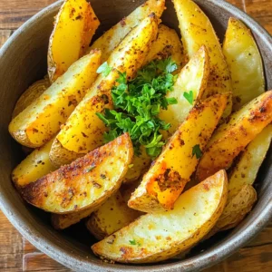 Here’s what you need to make crispy air fryer potato wedges: - 4 large russet potatoes - 3 tablespoons high-quality olive oil - 1 tablespoon garlic powder - 1 tablespoon paprika (smoked or regular) - 1 teaspoon onion powder - 1 teaspoon dried oregano - Salt and freshly ground black pepper to taste - Fresh parsley, finely chopped, for garnish Gather these items before you begin. The russet potatoes give the best texture. Their starchiness creates a nice crunch. High-quality olive oil adds flavor and helps the spices stick. Each seasoning brings its own unique taste. Garlic powder gives a savory kick, while paprika adds warmth. Onion powder and oregano round out the flavor profile. Finally, a sprinkle of fresh parsley brightens the dish. First, set your air fryer to 400°F (200°C). Let it preheat for about 5 minutes. This step ensures your potato wedges cook evenly and get crispy. Take 4 large russet potatoes and scrub them well. Cut each potato into even wedges. This helps them cook at the same rate. In a big bowl, add the potato wedges. Pour in 3 tablespoons of olive oil. Then, add 1 tablespoon of garlic powder, 1 tablespoon of paprika, 1 teaspoon of onion powder, and 1 teaspoon of dried oregano. Finally, sprinkle some salt and black pepper. Toss everything well until each wedge is coated. Place the seasoned wedges in a single layer in the air fryer basket. If the basket is full, cook in smaller batches. Air fry the wedges for 15 to 20 minutes. Remember to shake the basket halfway through. This helps them cook evenly and get that great crunch. Once cooked, take out the crispy wedges and let them cool for a couple of minutes. This cooling time makes them even crunchier. Before serving, sprinkle fresh parsley on top for color and flavor. Serve them in a rustic bowl or on a platter. They pair well with dipping sauces like ketchup or aioli. - Cooking in batches: Always cook your potato wedges in small groups. This gives them space to crisp up well. If you crowd the basket, they will steam instead of fry. Aim for a single layer for the best results. - Importance of even coating: Make sure each wedge gets a good coat of oil and spices. This helps them turn golden and crunchy. Toss them well in a bowl before cooking. Russet potatoes are great for wedges. They have a high starch content. This gives you that fluffy inside and crispy outside. Other potatoes, like red or yellow, may not work as well. They can be waxy and don't crisp up nicely. Set your air fryer to 400°F (200°C). Cook for 15 to 20 minutes. If your wedges are thick, you may need more time. Check them at 15 minutes. Give them a shake halfway through to help them cook evenly. This keeps every bite deliciously crispy. {{image_4}} You can give your potato wedges a fun twist. Try adding cheese! Sprinkle some grated parmesan or cheddar on top. It melts and adds a creamy taste. You can also mix in fresh herbs like rosemary or thyme. They bring great flavor and freshness to the dish. Russet potatoes are popular, but you can explore other types. Sweet potatoes bring a natural sweetness and vibrant color. They cook well in the air fryer and taste awesome. Red potatoes are another choice. They are creamy and hold their shape well, adding a different texture. The seasoning mix in the recipe is great, but you can switch it up. Try using taco seasoning for a spicy kick. Or, go for curry powder for a unique twist. You can even use lemon zest for a fresh, citrus flavor. Mix and match to find your favorite blend! To keep your leftover potato wedges fresh, use an airtight container. Glass or plastic containers work great. Avoid leaving them out at room temperature. Store them in the fridge to keep them tasty for up to three days. You have three good options to reheat your potato wedges. The air fryer is my favorite. It brings back the crispiness. Set it to 350°F (175°C) and heat for about 5 to 7 minutes. The oven is another choice. Preheat it to 400°F (200°C) and bake for 10-15 minutes. Lastly, the microwave is fine for speed, but it may make them soft. Heat for about 1-2 minutes, checking often. If you want to freeze your potato wedges, let them cool first. Place them in a single layer on a baking sheet. Freeze them for 1-2 hours until firm. Then move them to a freezer bag or container. They can stay frozen for up to three months. When you're ready to eat, cook them from frozen in the air fryer for about 20-25 minutes. Cook potato wedges in an air fryer for 15 to 20 minutes. Start at 400°F (200°C). Check them halfway through and shake the basket. This step helps them cook evenly. You want them golden brown and crispy. If they are not crispy enough, add a few extra minutes. Yes, you can make potato wedges without oil. The texture may change. They will not be as crispy, but they will still be tasty. Try using a light spray of cooking spray instead. This will help them brown a bit without adding much fat. Potato wedges taste great with many dipping sauces. Some popular choices include: - Ketchup - Aioli - Ranch dressing - Barbecue sauce - Honey mustard Feel free to mix and match based on your taste. Enjoy your crispy potato wedges with your favorite dip! In this article, we explored how to make delicious air fryer potato wedges. We covered the required ingredients, step-by-step instructions, and helpful tips for the best results. You learned variations for flavors, storage tips, and answered common questions. Remember, perfect potato wedges are crispy on the outside and tender inside. Experiment with spices and dips to find your ideal flavor. Enjoy your cooking and make these wedges a regular treat!