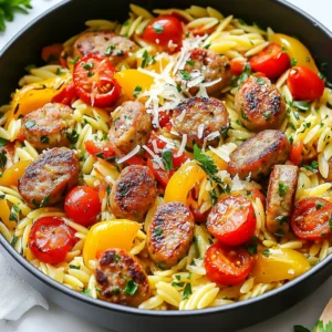 One-Pot Garlic Butter Sausage Orzo Quick and Easy Meal