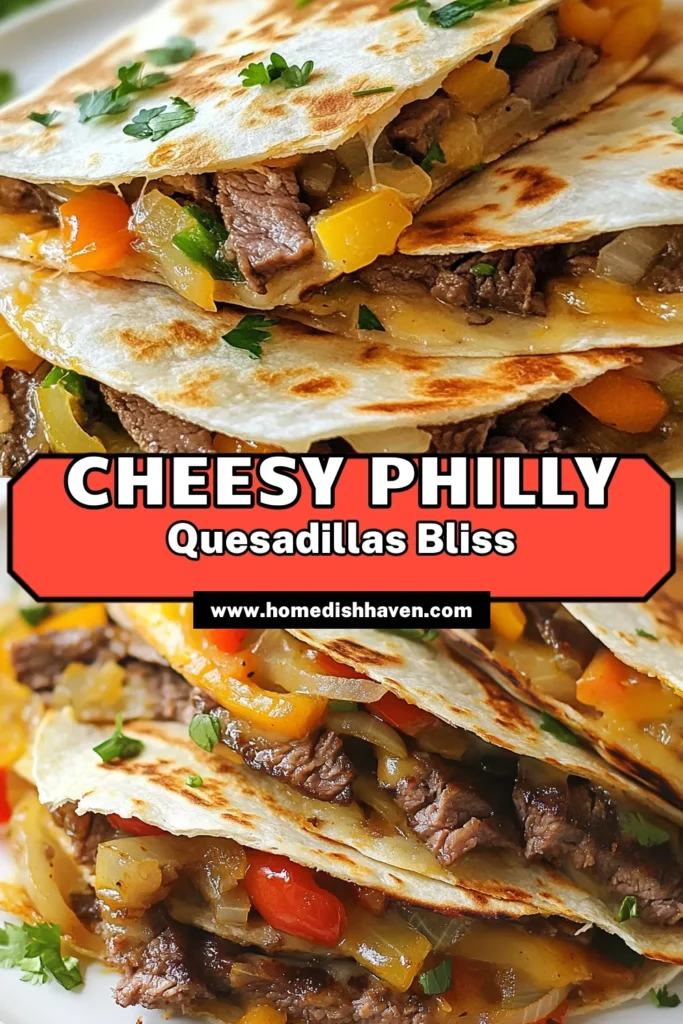 Savor the flavors of Philly Cheesesteak Quesadillas, the ultimate Beef Quesadilla Recipe that combines tender steak, sautéed veggies, and gooey provolone cheese. This Easy Quesadilla Dinner is perfect for weeknights and will leave everyone craving more. Discover how to make these delicious Steak and Cheese Quesadillas that are sure to impress. Save this recipe for your next meal! #Quesadilla #PhillyCheesesteak #EasyDinner #Foodie