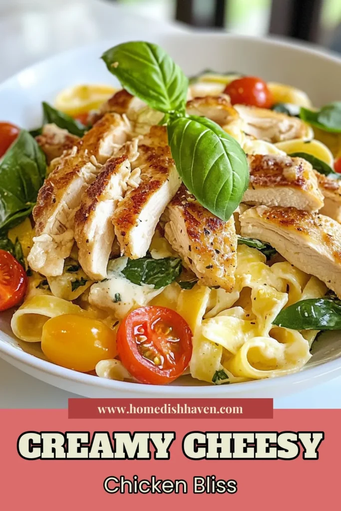 Indulge in this Cheesy Chicken Pasta that's perfect for any night! This Mozzarella Pasta Recipe features tender chicken and fresh spinach, making it a flavorful Fettuccine Chicken Dish. Try this Easy Chicken Pasta Bake and elevate your dinner game with a delightful Spinach and Chicken Fettuccine. Quick to make and absolutely delicious, it's a family favorite! Save this recipe now for a tasty weeknight meal! #CheesyChickenPasta #MozzarellaPasta #Fettuccine #EasyDinnerIdeas