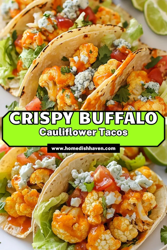 Try these delicious Buffalo cauliflower tacos for a spicy twist on your favorite vegetarian taco recipes. Made with baked cauliflower, they are a healthy taco alternative that satisfies your cravings. Perfect for meal prep or a fun dinner, these spicy cauliflower dishes will delight everyone. Don’t wait—whip up this vibrant recipe and tantalize your taste buds! Save for later! #BuffaloCauliflowerTacos #HealthyEating #MeatlessMonday #TacoTuesday