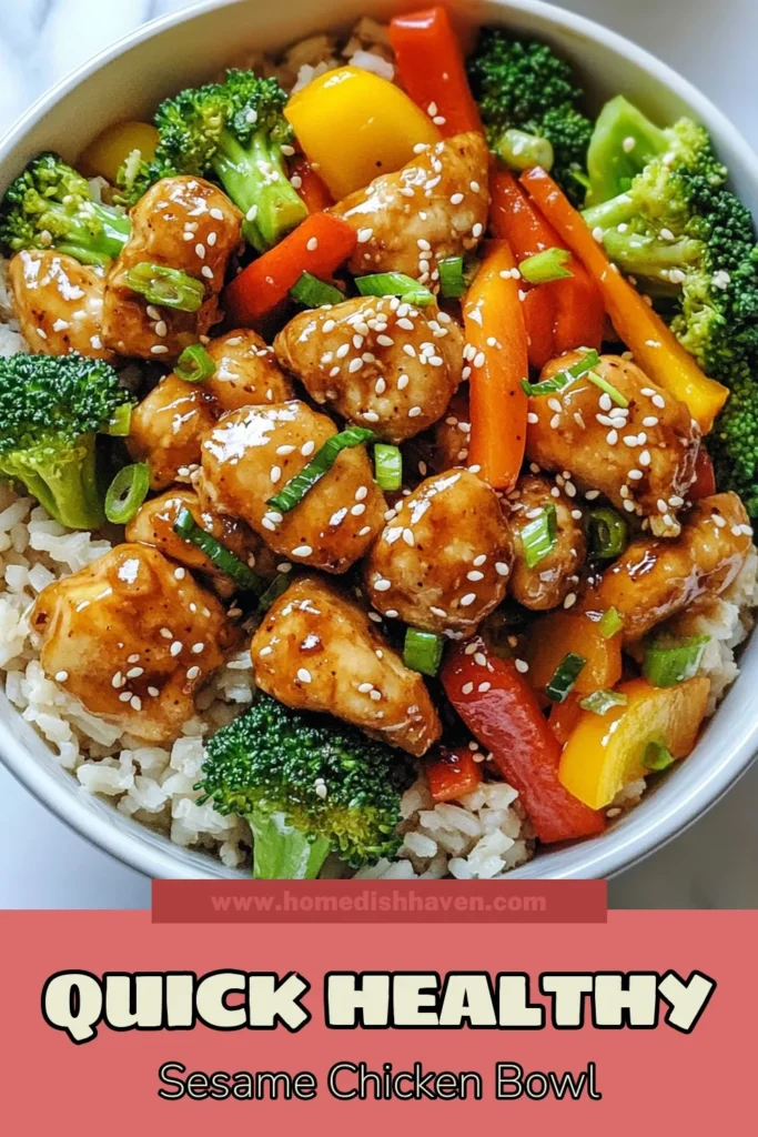 Discover a delicious and nutritious way to enjoy Healthy Sesame Chicken! This low-sodium sesame chicken recipe is perfect for a quick weeknight dinner. With vibrant stir-fry chicken and fresh vegetables, this quinoa sesame chicken bowl packs in flavor and health benefits. Elevate your healthy dinner ideas chicken repertoire with this easy recipe. It's time to get cooking and savor every bite! Save this pin for your next meal! #HealthyEating #SesameChicken #DinnerIdeas #StirFryRecipes