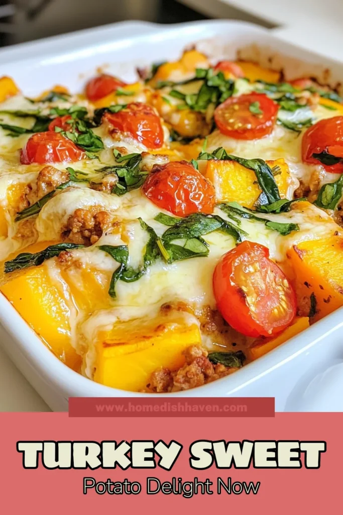 Discover the deliciousness of our Turkey Sweet Potato Bake, a must-try turkey sweet potato casserole that combines healthy ground turkey recipes with the natural sweetness of sweet potatoes. This easy turkey and spinach bake is a one-pan turkey sweet potato dish that's perfect for family dinners. Enjoy a wholesome meal packed with flavor and nutrients. Save this recipe for a healthier, tasty option tonight! #TurkeySweetPotatoCasserole #HealthyDinner #OnePanDish #EasyRecipes