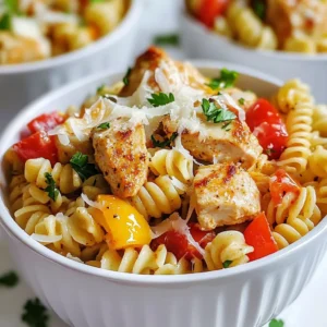 - 12 oz rotini pasta - 2 tbsp olive oil - 1 lb chicken breast, diced into bite-sized pieces - 1 tbsp Cajun seasoning - 1 tsp garlic powder - 4 cloves garlic, minced - 1 red bell pepper, diced into small cubes - 1 cup cherry tomatoes, halved - 1 cup heavy cream - 1 cup grated Parmesan cheese - Salt and black pepper to taste - Fresh parsley, chopped (for garnishing) Cajun Garlic Chicken Rotini needs a few key ingredients. You start with rotini pasta. It holds sauce well and adds nice texture. Next, you need chicken breast. Dicing it into small pieces helps it cook fast and stay juicy. Cajun seasoning adds that famous kick. It brings warmth and flavor to the dish. Garlic powder gives a subtle hint of garlic. You also want fresh garlic for a punchier taste. The red bell pepper brings sweetness and color. Cherry tomatoes add freshness and a juicy burst. Heavy cream makes the sauce rich and smooth. Grated Parmesan cheese adds a cheesy depth. Salt and black pepper balance all the flavors. Finally, fresh parsley brightens the dish as a garnish. Gather these ingredients before you start cooking. This will make the process smooth and enjoyable. Each ingredient plays a role in creating a dish that is both comforting and exciting. {{ingredient_image_2}} To start, fill a large pot with water. Add a good pinch of salt to it. Bring the water to a full boil. This usually takes about 5-7 minutes. Once boiling, add 12 oz of rotini pasta. Cook the pasta for 8-10 minutes, or until it's al dente. Stir it occasionally. When done, drain the pasta and set it aside. Keep a bit of the pasta water, just in case you need it later. Next, grab a large skillet. Heat 2 tablespoons of olive oil over medium-high heat. Once hot, add 1 pound of diced chicken breast. Sprinkle it with 1 tablespoon of Cajun seasoning, 1 teaspoon of garlic powder, salt, and black pepper. Cook the chicken for 5-7 minutes. Stir it often, making sure it cooks evenly. The chicken should be juicy and golden brown when done. Now, lower the heat to medium. Add 4 cloves of minced garlic, 1 diced red bell pepper, and 1 cup of halved cherry tomatoes to the skillet. Sauté these for 3-4 minutes. You want the bell pepper to soften and the tomatoes to release their juices. This adds great flavor to your dish. Pour in 1 cup of heavy cream while stirring. Mix it well with the chicken and veggies. Let this simmer for 2-3 minutes. This allows the sauce to thicken. After that, add the drained rotini to the skillet. Toss everything together until the pasta is coated. Gradually fold in 1 cup of grated Parmesan cheese. Stir continuously until the cheese melts into the sauce. If it seems too thick, add a splash of the reserved pasta water. Taste your Cajun Garlic Chicken Rotini. Adjust the seasoning with more salt or pepper if needed. Once you're happy with the taste, remove the skillet from the heat. To serve, garnish with fresh chopped parsley. This adds a nice color and flavor. You can also drizzle a bit of olive oil on top. Enjoy your meal! To enhance your Cajun garlic chicken rotini, spice levels matter. Start with one tablespoon of Cajun seasoning. If you crave more heat, add a pinch at a time. Taste as you go to find your sweet spot. Choosing the right Cajun seasoning is key. Look for a blend with paprika, cayenne, and herbs. I recommend trying different brands. Each one offers a unique flavor that can change your dish. For a thick and creamy sauce, let it simmer. Use heavy cream and allow it to cook down. This helps the sauce cling to the pasta. Pasta water is your secret weapon. Save a cup before draining. If the sauce is too thick, add a splash of that starchy water. It helps achieve the perfect consistency. Pair your rotini with crusty garlic bread. It’s perfect for soaking up the creamy sauce. You can also add a side salad with fresh greens for balance. For presentation, serve in deep bowls. Drizzle a bit of olive oil on top. Finish with extra Parmesan and fresh parsley. This adds color and makes the dish pop. Pro Tips Choose the Right Pasta: Opt for whole wheat or gluten-free rotini for a healthier twist, enhancing both nutrition and flavor. Enhance the Flavor: Marinate the chicken in Cajun seasoning and a splash of lemon juice for at least 30 minutes before cooking to deepen the flavors. Vegetable Variations: Feel free to add other vegetables like zucchini or spinach for extra color and nutrients. Perfectly Creamy Sauce: For a silkier texture, whisk in a tablespoon of cream cheese when adding the heavy cream. {{image_4}} You can easily swap chicken for other proteins. Shrimp works well in this dish. It cooks quickly and adds a nice flavor. You can also use sausage for a hearty touch. Chorizo brings a nice spice, while turkey is a lean option. Just adjust the cooking time for different proteins. For a meatless dish, replace chicken with veggies. Try using mushrooms for a meaty texture. Zucchini and spinach also add great flavors. Chickpeas or lentils can boost the protein. Always sauté the veggies until tender for the best taste. Want it spicier? Add more Cajun seasoning or a dash of hot sauce. Sliced jalapeños can also heat things up. If you prefer a milder dish, reduce the Cajun seasoning. Cream can help tone down the heat as well. Always taste as you go to find your perfect spice level. To keep your Cajun Garlic Chicken Rotini fresh, store it in an airtight container. Let it cool first to avoid steam buildup. Place it in the fridge within two hours after cooking. This dish stays good for about 3 to 4 days. If you want to save some for later, freezing is a great option. Allow the dish to cool completely. Then, scoop it into freezer-safe bags or containers. Remove as much air as possible before sealing. Your rotini can last up to 3 months in the freezer. When you're ready to enjoy your leftovers, there are a few good methods. You can use the microwave for quick reheating. Just cover the bowl with a damp paper towel. Heat in short bursts to avoid overcooking. You can also reheat it on the stove over low heat. Add a splash of water or cream to keep it moist. Stir often until it’s hot. Enjoy your meal! Cajun Garlic Chicken Rotini lasts about three to four days in the fridge. To keep it fresh, store it in an airtight container. Make sure to let it cool before sealing. Yes, you can make this dish without heavy cream. Use milk or a plant-based alternative instead. You can also add a bit of flour to thicken the sauce. If you don’t have Cajun seasoning, mix paprika, garlic powder, and cayenne pepper. This mix gives a nice kick. You can adjust the heat level to your taste. Rotini is a great choice for this dish. Its twists hold the sauce well, making each bite flavorful. You can also use penne or fusilli if you prefer. You learned how to make Cajun Garlic Chicken Rotini with simple steps and tasty tips. I shared ingredient details, cooking methods, and fun variations. This dish is easy to adapt for different diets and spice levels. Remember to taste as you go for the best flavor. Whether you enjoy it fresh or save it for later, it’s sure to please. Dive into this delicious dish, and let your cooking shine!