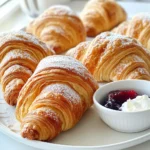 To make fluffy croissants, gather these key ingredients: - 4 cups all-purpose flour - 1/4 cup granulated sugar - 1 tablespoon salt - 1 tablespoon instant yeast - 1 cup whole milk, warm (approximately 110°F) - 1/2 cup unsalted butter, softened to room temperature - 1 1/2 cups unsalted butter, cold (for laminating) - 1 large egg (for egg wash) Using the best ingredients makes a big difference. Always choose high-quality all-purpose flour. It gives structure to the croissants. Look for fresh instant yeast. Old yeast can lead to flat croissants. Use real unsalted butter for the best flavor. It helps achieve that rich, flaky texture. Whole milk adds moisture. Warm milk activates the yeast. It is crucial for a good rise. If you have special diets, you can still enjoy croissants. For a dairy-free option, use vegan butter or coconut oil. Almond milk can replace whole milk, but ensure it's warm. For gluten-free, try a gluten-free flour blend. Just make sure it has xanthan gum to help with texture. To start, you need to activate the yeast. In a small bowl, mix warm milk and granulated sugar. Stir until the sugar dissolves. Next, sprinkle the instant yeast over the milk. Let it sit for 5-10 minutes. You want it to be frothy and bubbly. This shows the yeast is alive and ready to work. Now, it's time to make the dough. In a large bowl, combine all-purpose flour and salt. Create a well in the center of the flour. Pour in the activated yeast mixture and softened butter. Mix it with a wooden spoon or your hands. You want a shaggy dough to form. Transfer the dough to a floured surface. Knead it for 5-7 minutes. You should feel it become smooth and elastic. Shape the dough into a ball. Place it in a greased bowl and cover with a damp cloth. Let it rise in a warm spot for 1-1.5 hours. It should double in size. While the dough rises, prepare the butter block. Take cold butter and place it between two sheets of parchment paper. Use a rolling pin to pound and roll it into an 8x8 inch square. Chill this butter block in the fridge until it firms up. Once the dough has risen, gently punch it down. Turn it out onto a lightly floured surface. Roll the dough into a large rectangle, about 16x10 inches. Place the cold butter square in the center. Fold the dough edges over the butter and seal tightly. Roll out this sealed dough into a larger rectangle, about 24x10 inches. Fold the dough into thirds like a letter. Wrap it in plastic and refrigerate for 30 minutes. Repeat this rolling and folding two more times. After the final fold, roll the dough into a larger rectangle, about 30x10 inches. Cut the dough into triangles, each 5 inches wide at the base. Start rolling each triangle from the base to the tip to form the croissants. Place them seam side down on a lined baking sheet. Cover with a damp cloth and let them rise for about 1 hour. They should look puffy and expanded. Preheat your oven to 400°F (200°C). Beat an egg in a bowl and brush it over each croissant. This gives them a golden finish. Finally, bake the croissants for 15-20 minutes. They should puff up and turn a beautiful golden brown. Enjoy the joy of baking these fluffy croissants! To make your croissants light and fluffy, you must focus on the dough and the butter. Use strong all-purpose flour. This gives the dough strength and structure. When you knead, aim for a smooth and elastic texture. This means you’ve activated the gluten. The yeast must be fresh and active. Let it foam before mixing. This shows it is ready to work. Many home bakers rush the rising times. Don’t skip the first rise; let the dough double in size. If you don’t, the croissants will not get enough air. Be careful when rolling the butter into the dough. If it gets too warm, it melts, ruining the layers. Also, avoid cutting the dough too thick. Croissants need to be rolled thin for the best layers. Laminating the dough is key to flaky layers. Make sure the butter is cold and firm. Roll the dough out evenly. Fold it like a letter, keeping the edges sealed. Chill the dough between folds. This helps keep the butter cold. Repeat this process three times. Each fold creates more layers. Finally, when shaping, roll tightly from the base. This helps form the croissant shape. {{image_4}} Adding fillings to croissants is easy and fun. You can use chocolate, almond paste, or even fruit. To add chocolate, place a small piece inside each triangle before rolling. For almond, spread a thin layer of almond paste on the dough. These fillings create a burst of flavor with each bite. Savory croissants offer a tasty twist. You can fill them with cheese, ham, or spinach. To make a cheese croissant, sprinkle shredded cheese before rolling. For a ham version, add thin slices of ham. Each savory bite gives a new taste experience that pairs well with soups or salads. If you need vegan or gluten-free options, there are ways to adapt. Use vegan butter and almond milk instead of dairy. For gluten-free dough, replace all-purpose flour with a gluten-free blend. Follow the same steps, but expect different textures. These options let everyone enjoy croissants, no matter their diet. To keep your croissants fresh, store them in an airtight container. This helps prevent them from getting stale. If you have leftover croissants, place them at room temperature for up to two days. For longer storage, you can refrigerate them. To enjoy your croissants again, I recommend reheating them in the oven. Preheat your oven to 350°F (175°C). Place the croissants on a baking sheet and heat for about 5-10 minutes. This warms them up and brings back their crispiness. Avoid using the microwave, as it can make them soggy. Freezing croissants is a great way to save them for later. First, let the croissants cool completely. Then, wrap each one tightly in plastic wrap and place them in a freezer-safe bag. They will stay fresh for up to three months. When ready to eat, thaw them in the fridge overnight and reheat as mentioned above. It takes about 4 hours to make fluffy croissants. This time includes preparation, rising, and baking. You spend around 2 hours on prep and 2 hours for the dough to rise and bake. Yes, you can make the dough in advance. After you knead the dough, let it rise until doubled. Then, you can cover it and chill it in the fridge. This way, you can shape croissants later. The dough will be ready when you are. Croissants may not be flaky due to poor lamination. If the butter melts into the dough, it won’t create layers. Make sure the butter is cold and firm during the folding process. Also, keep the dough chilled between folds to maintain its structure. The secret to a light and airy croissant is in the layers. Proper lamination creates thin butter layers between the dough. This helps the croissant puff up while baking. Be gentle when rolling and folding. Don’t rush the process; patience is key. You can find the best fluffy croissants at local bakeries known for their pastries. Look for shops that use quality ingredients and traditional methods. If you’re near a French bakery, that’s a great place to start. You might also find good options at farmer’s markets. In this article, we explored the key ingredients for fluffy croissants, from essential components to quality choices. We walked through each step, from activating yeast to baking. I shared tips to avoid common mistakes and achieve perfect fluffiness. We discussed tasty variations, storage methods, and answered your most pressing questions. Mastering croissants takes practice but is worth it. Enjoy flaky, buttery treats that impress everyone. Now, roll up your sleeves and start baking!