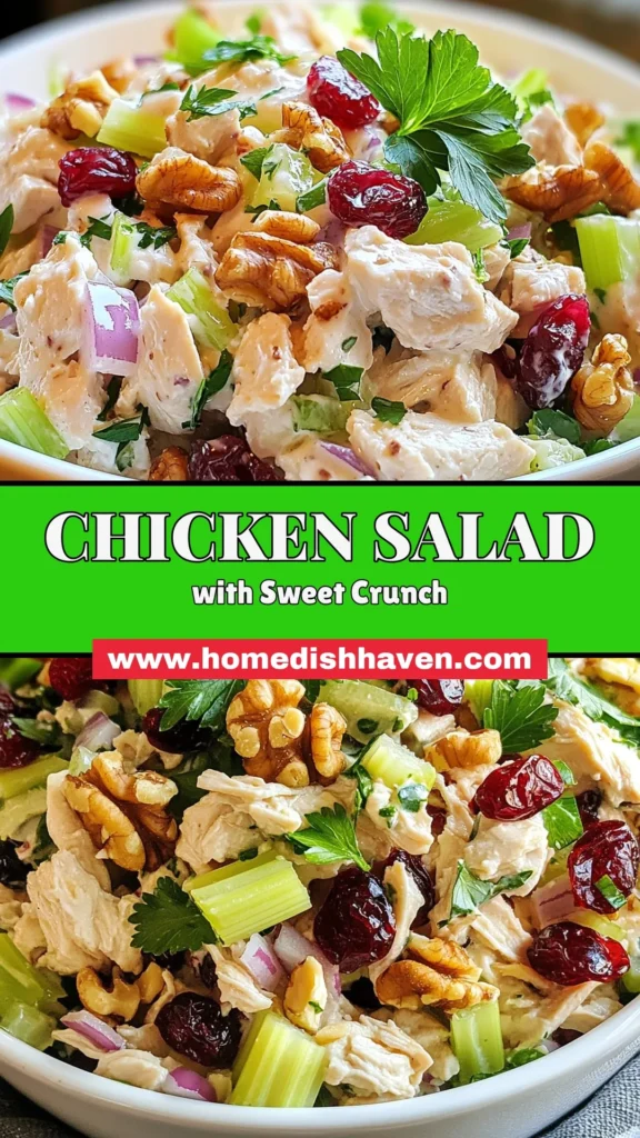 Discover the deliciousness of Cranberry Chicken Salad with our easy Walnut Chicken Salad Recipe. This Healthy Chicken Salad with Yogurt is quick to prepare and packed with flavor. Perfect for a light lunch or meal prep, our Cranberry Walnut Salad combines shredded chicken, crunchy walnuts, and sweet cranberries, all tossed in a creamy dressing. Elevate your salad game today! Save this recipe for later! #CranberryChickenSalad #HealthyRecipes #EasyChickenSalad #SaladIdeas