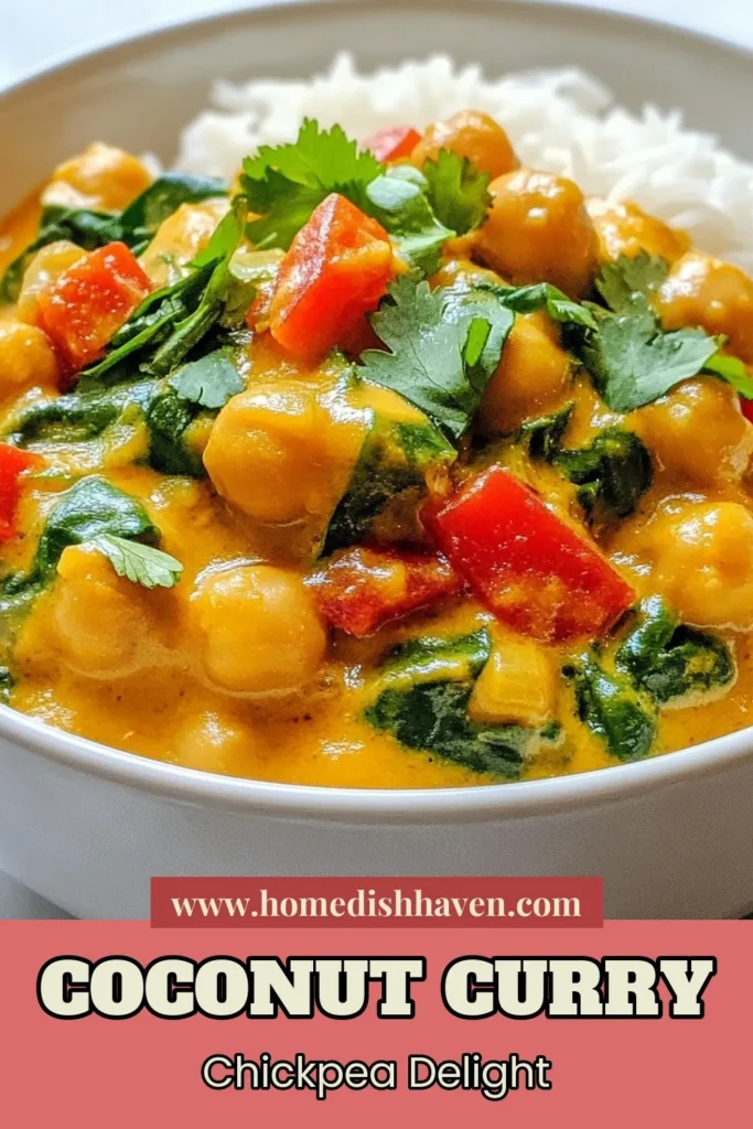 Discover the deliciousness of Coconut Curry Chickpea Stew! This easy chickpea stew is a perfect plant-based curry dish, combining rich coconut milk, hearty chickpeas, and vibrant veggies. Our vegan coconut curry recipe is not only healthy but also incredibly simple to whip up in just 30 minutes. Elevate your meal with this flavorful curry stew—save the recipe and enjoy a taste of comfort tonight! #VeganRecipes #HealthyEating #ChickpeaStew #CurryDish