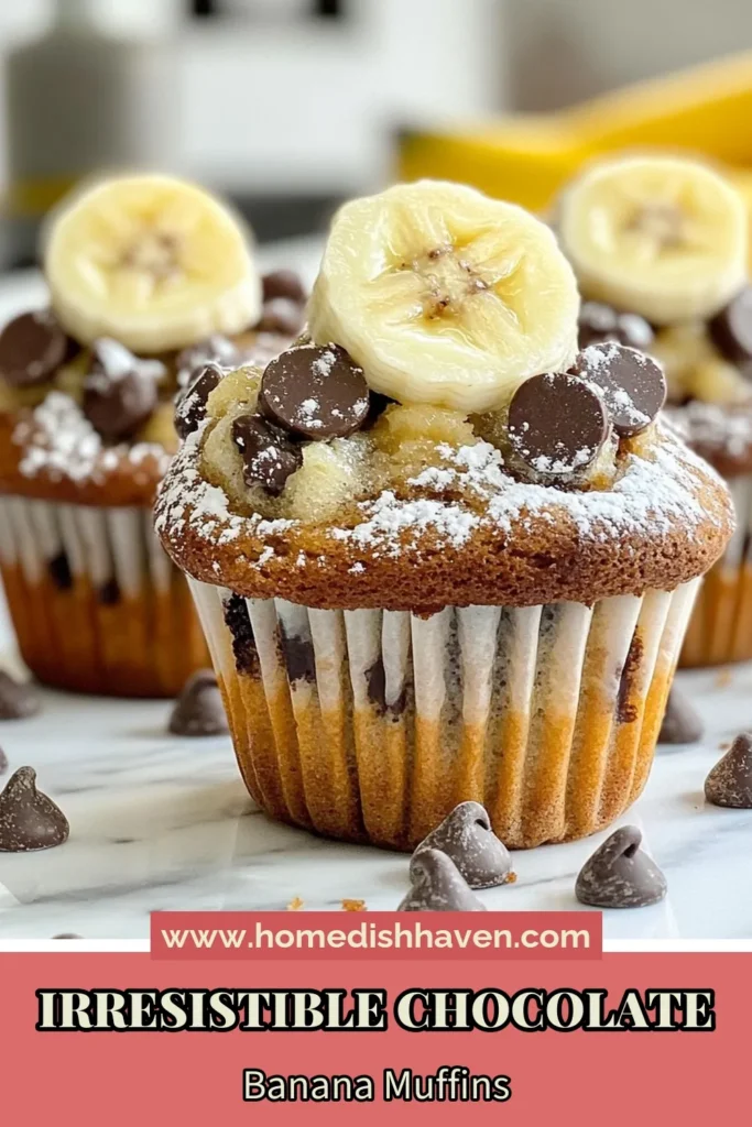 Indulge in these irresistible chocolate chip banana bread muffins! This easy banana muffins recipe combines ripe bananas and decadent chocolate chips for a treat that's perfect for any time of day. Whether you're craving homemade banana muffins or seeking the ultimate chocolate banana bread recipe, these delightful muffins are sure to please. Bake a batch and share the love! Save this recipe for your next baking adventure! #BananaBreadMuffins #ChocolateMuffins #EasyBaking #HomemadeMuffins