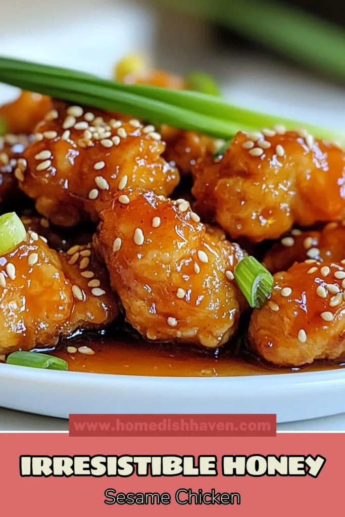 Discover the delectable Crispy Honey Sesame Chicken with this easy fried chicken recipe that's perfect for busy weeknights! This Asian chicken recipe features tender bites of chicken coated in a crispy, golden crust and tossed in a rich sesame chicken with honey sauce. Your family will love this sweet and savory dish! Save this honey sesame chicken recipe now for a delicious dinner. #CrispyHoneySesameChicken #EasyFriedChickenRecipe #AsianChickenRecipes #HoneySesameChickenRecipe