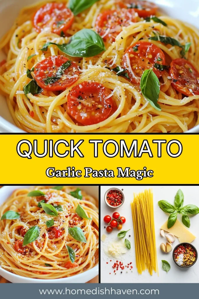 Looking for a quick pasta recipe? Try this Minute Tomato Garlic Pasta, a delicious vegetarian pasta recipe ready in just 15 minutes! This easy Italian pasta dish combines tomato garlic spaghetti with simple ingredients for an unforgettable meal. Perfect for busy nights! Save this recipe for a flavorful dinner that’s quick and satisfying. Enjoy a taste of Italy at home! #QuickPastaRecipe #15MinutePasta #EasyItalianPasta #VegetarianPastaRecipe