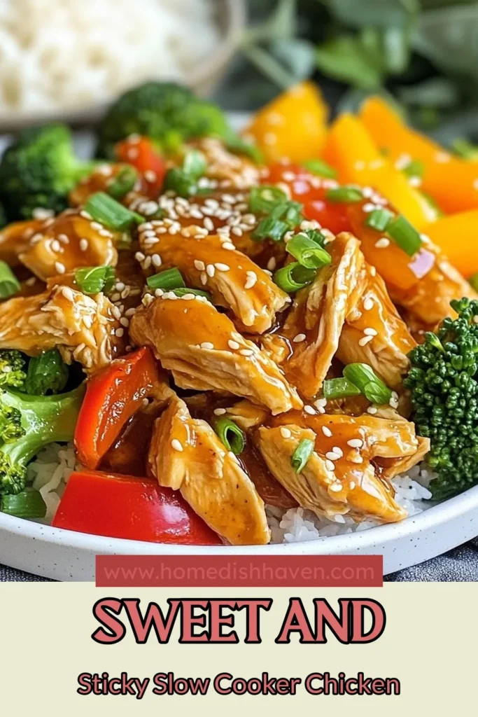 Discover the ultimate easy honey garlic chicken recipe with our Slow Cooker Honey Garlic Chicken! This gluten-free honey garlic chicken is a game-changer, featuring tender slow cooker chicken cooked in a flavorful sauce. Load it up with vibrant vegetables for a wholesome meal. Perfect for busy weeknights, this recipe is simple and delicious. Don't miss out—save this recipe for your next dinner! #SlowCookerRecipes #HoneyGarlicChicken #EasyDinner #GlutenFreeCooking