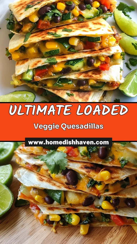 Discover the deliciousness of loaded veggie quesadillas with this easy vegetarian quesadilla recipe! Packed with black beans, corn, bell pepper, zucchini, and spinach, these healthy Mexican recipes are perfect for a quick meal. This easy quesadilla filling is both nutritious and satisfying, making it a family favorite. Try these loaded veggie quesadillas today and bring flavor to your table! #VeggieQuesadillas #HealthyRecipes #VegetarianEats #QuesadillaLove