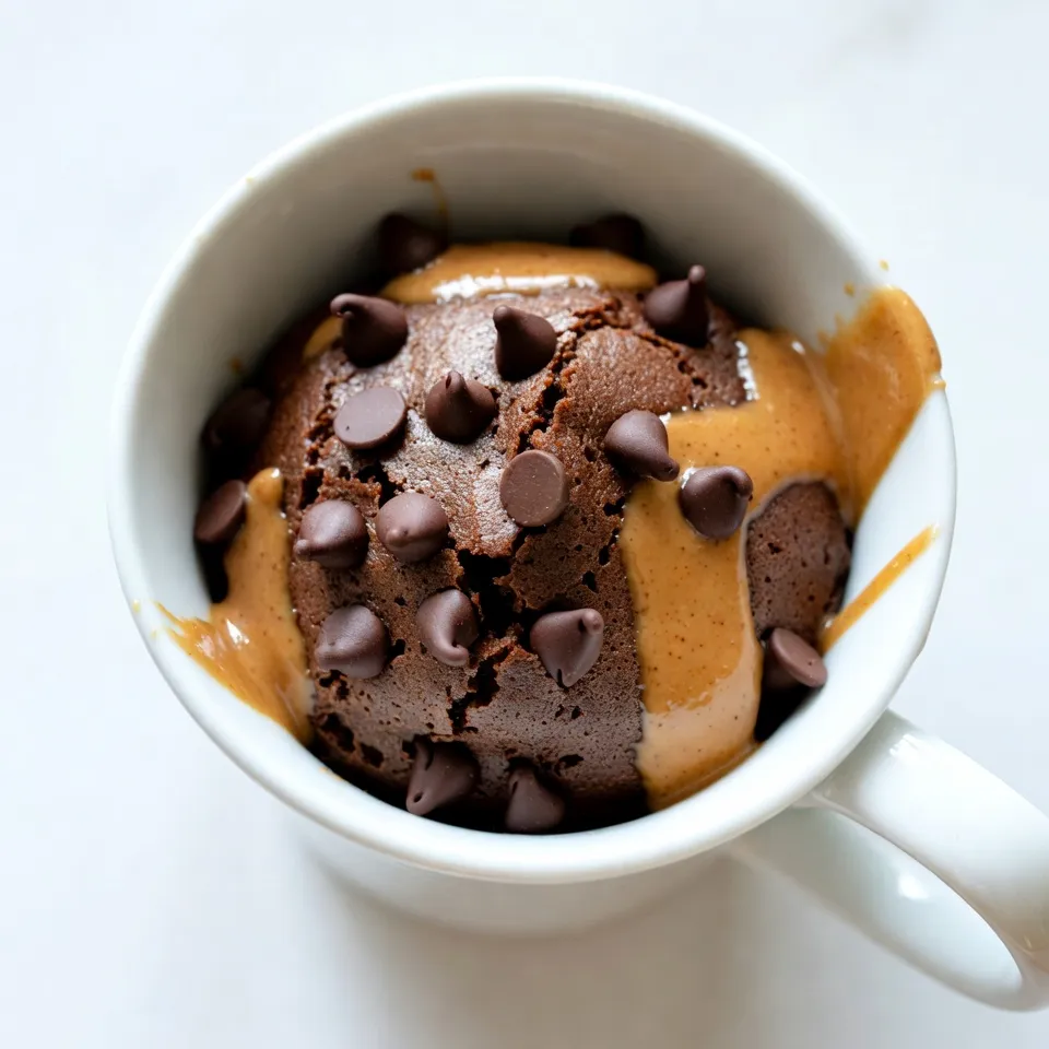Here’s what you need for your Chocolate Peanut Butter Mug Cake: - 4 tablespoons all-purpose flour - 4 tablespoons granulated sugar - 2 tablespoons unsweetened cocoa powder - 1/8 teaspoon baking powder - 1/8 teaspoon salt - 4 tablespoons milk (or your favorite dairy-free alternative) - 2 tablespoons vegetable oil - 1 tablespoon creamy peanut butter (plus extra for serving) - 1/4 teaspoon vanilla extract - Optional: a handful of chocolate chips These ingredients mix well to create a rich and tasty cake. You can adjust the amounts to fit your taste. You can make your mug cake even better with these fun add-ins: - A handful of chocolate chips for extra sweetness and texture - A sprinkle of chopped nuts for crunch - Sliced bananas or strawberries for a fruity twist For toppings, try these: - Drizzle extra peanut butter on top - Add a scoop of vanilla ice cream for creaminess - Whipped cream for a light finish These options let you personalize your mug cake just the way you like it. If you need to swap any ingredients, here are some ideas: - Use whole wheat flour instead of all-purpose flour for a healthier option. - Replace granulated sugar with coconut sugar or a sugar alternative for lower calories. - Use almond milk or oat milk in place of regular milk for a dairy-free treat. - Swap vegetable oil with melted coconut oil for a different flavor. These substitutions keep the cake delicious while fitting your needs. Enjoy experimenting! {{ingredient_image_2}} Start by picking a microwave-safe mug. It needs to hold at least 12 oz. In the mug, add: - 4 tablespoons all-purpose flour - 4 tablespoons granulated sugar - 2 tablespoons unsweetened cocoa powder - 1/8 teaspoon baking powder - 1/8 teaspoon salt Using a fork or small whisk, mix these dry ingredients well. Make sure there are no lumps. This step is key for a smooth cake. Now, it's time to add the wet stuff. Pour in: - 4 tablespoons milk (or a dairy-free option) - 2 tablespoons vegetable oil - 1 tablespoon creamy peanut butter - 1/4 teaspoon vanilla extract Stir these together until you see a smooth batter. Make sure the peanut butter blends in well. If you want, fold in some chocolate chips for an extra treat. Place your mug in the microwave. Cook it on high for 40 seconds. After that, check if the cake is done. It should rise and look set in the middle. If it seems wet, microwave it in 10-second bursts until cooked. Let it cool for about a minute. Drizzle extra peanut butter on top for a special touch. You can also add more chocolate chips if you like. Enjoy your warm and delicious mug cake! To make your mug cake soft and fluffy, follow these steps: - Use room temperature milk and oil. Cold ingredients can cause uneven mixing. - Mix the batter well to combine all ingredients. Lumps can lead to a dense cake. - Do not overcook in the microwave. Start with 40 seconds, then check often. Overcooking makes it dry. Here are some common mistakes to watch out for: - Using a small mug can lead to spills. Choose a mug that holds at least 12 oz. - Forgetting to mix the dry ingredients first can cause clumps. Always mix them well. - Skipping the chocolate chips? Don’t! They add extra yum and texture to your cake. Want to take your mug cake to the next level? Try these toppings: - Drizzle extra peanut butter on top. It adds creaminess and flavor. - Add chocolate chips on the warm cake. They melt slightly and create a gooey treat. - For a special touch, serve with a scoop of vanilla ice cream or whipped cream. This adds a delightful contrast to the warm cake. Pro Tips Use a Larger Mug: Ensure your mug holds at least 12 oz to allow the cake to rise without spilling over during cooking. Check for Doneness: Microwave power varies, so keep an eye on your cake and add time in small increments to avoid overcooking. Personalize Your Flavors: Experiment with different nut butters or add spices like cinnamon to create your unique mug cake variation. Serving Suggestions: Top with whipped cream, ice cream, or fresh fruit for an indulgent dessert experience. {{image_4}} You can add nuts for a nice crunch. Walnuts or pecans work well. Chop them up and mix in a tablespoon or two. This gives the cake a richer taste. The nuts also add healthy fats and protein. To make this recipe vegan, swap out a few items. Use almond milk instead of regular milk. Replace the vegetable oil with coconut oil. You can also choose a vegan peanut butter. This way, everyone can enjoy this tasty treat! Experiment with different extracts for new flavors. Almond extract gives a nice twist. You can even try peppermint extract for a refreshing taste. Just a drop or two is enough. These flavors mix well with chocolate and peanut butter. Enjoy discovering your favorite mix! Store any leftover mug cake in an airtight container. This keeps it fresh. Place the container in the fridge. The cake will stay good for up to two days. If you want to keep it longer, consider freezing it. To reheat your mug cake, simply pop it in the microwave. Heat it for 10 to 15 seconds. Check if it’s warm enough. If it needs more time, heat it in short bursts. This keeps the texture nice. You can freeze your mug cake for later. Allow it to cool completely first. Wrap it tightly in plastic wrap or place it in a freezer-safe bag. Label it with the date. It can last up to three months in the freezer. When you’re ready to enjoy it, thaw it in the fridge overnight, then reheat as needed. Yes, you can use a different mug size. However, make sure it holds at least 12 oz. A smaller mug may cause the batter to overflow. A larger mug will spread the cake out, making it cook faster. Just keep an eye on the cooking time. Check the cake after 40 seconds in the microwave. It should rise and look set. If it still seems wet, microwave it in 10-second bursts. Keep checking until it cooks through. The center should feel firm when touched. Yes, you can make multiple mug cakes. Just prepare each mug separately. Make sure to space them in the microwave. Adjust the cooking time if needed, as more mugs may take longer to cook. Enjoy your tasty treats with friends! In this blog post, we covered how to make a delicious mug cake. First, we named the key ingredients and optional add-ins. Then, I shared easy steps to cook your mug cake in the microwave. Next, I provided tips to avoid common mistakes and improve texture. I also shared fun variations, like a vegan option and flavor swaps. Finally, we discussed storage and reheating methods for leftovers. Enjoy your mug cake adventure! It's a simple treat that is fun to make any time.