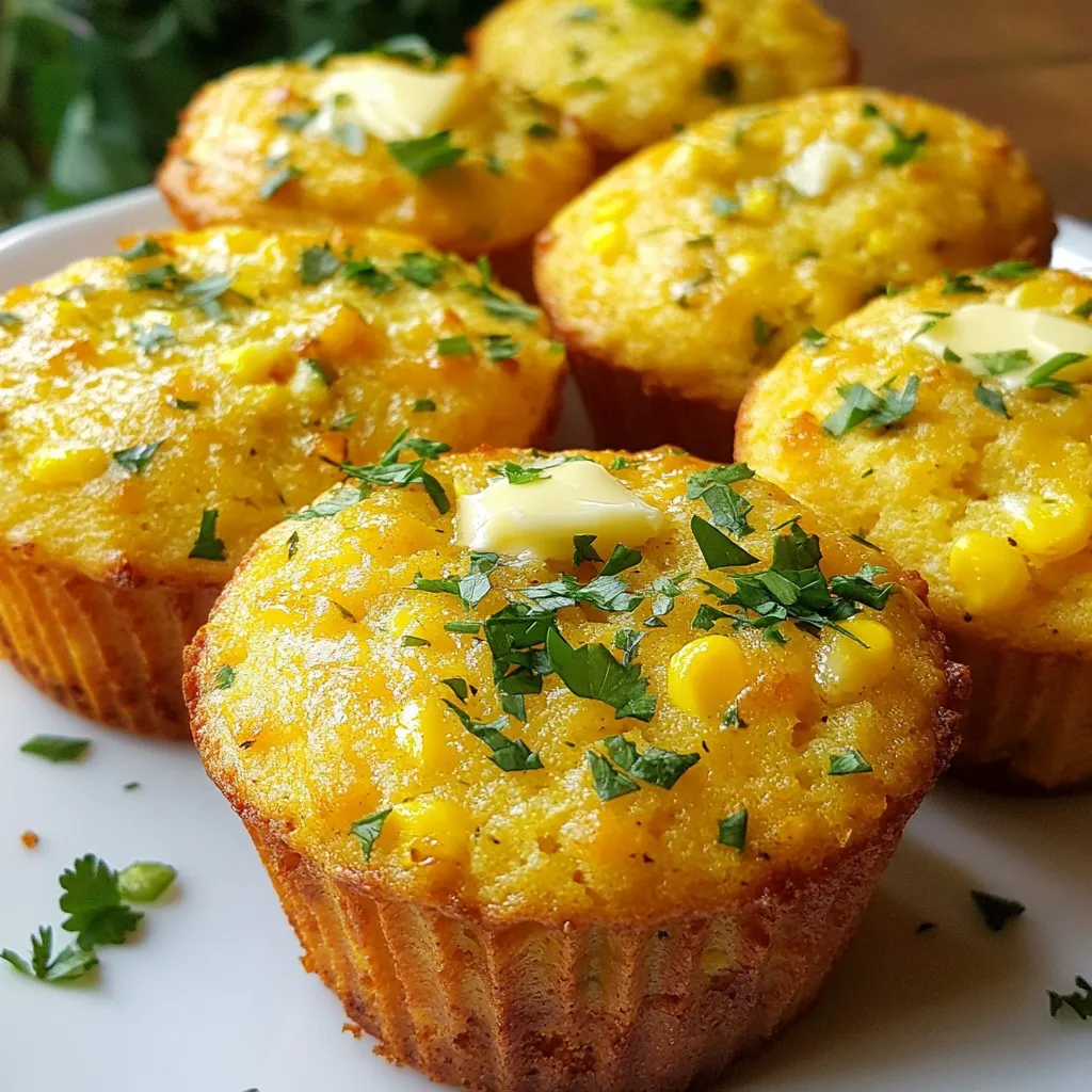 - 1 cup cornmeal - 1 cup all-purpose flour - 1 tablespoon baking powder - 1/2 teaspoon baking soda - 1/2 teaspoon salt - 1 cup milk (whole or buttermilk recommended for richness) - 1/4 cup vegetable oil (or melted butter for extra flavor) - 2 large eggs - 1 cup sharp cheddar cheese, shredded - 1-2 jalapenos, finely minced - 1/4 cup honey (optional) - 1/4 cup corn kernels To make Cheddar Jalapeno Cornbread Muffins, gather these ingredients first. Cornmeal gives your muffins a great base. Then, all-purpose flour adds lightness. Baking powder and baking soda help them rise. Use whole or buttermilk for a rich taste. Vegetable oil or melted butter adds depth of flavor. Sharp cheddar cheese brings a nice bite. Jalapenos give heat, so adjust to your liking. If you want a touch of sweetness, honey can add that. Fresh, canned, or frozen corn kernels add texture and sweetness. Each ingredient plays a key role in creating a flavorful twist on classic cornbread. {{ingredient_image_2}} 1. Preheat the oven to 400°F (200°C). This step helps the muffins rise well. 2. Prepare a muffin tin. Line it with paper liners or grease it with cooking spray. This prevents sticking. 3. In a large bowl, combine: - 1 cup cornmeal - 1 cup all-purpose flour - 1 tablespoon baking powder - 1/2 teaspoon baking soda - 1/2 teaspoon salt Mix these dry ingredients well until there are no lumps. 4. In another bowl, whisk together: - 1 cup milk (whole or buttermilk) - 1/4 cup vegetable oil (or melted butter) - 2 large eggs Make sure this mixture is smooth and well combined. 5. Slowly pour the wet mixture into the dry mix. Stir gently until just combined. Do not over-mix. This keeps the muffins light and fluffy. 6. Now, fold in: - 1 cup sharp cheddar cheese, shredded - 1-2 jalapenos, finely minced - 1/4 cup corn kernels (fresh, canned, or frozen) - 1/4 cup honey (optional) Use a spatula to mix until everything is well blended. 7. Use a spoon or ice cream scoop to fill each muffin cup. Fill them about 2/3 full. This allows room for rising while baking. 8. Place the muffin tin in the oven. Bake for 18-20 minutes. Watch for golden tops. A toothpick inserted in the center should come out clean. 9. Once baked, remove the muffins from the oven. Let them cool in the tin for about 5 minutes. Then, move them to a wire rack to cool completely. To make perfect muffins, you must not over-mix the batter. Over-mixing makes the muffins tough. Mix just until the wet and dry ingredients blend. This keeps the muffins light and airy. Using aged cheddar cheese adds depth to the flavor. Aged cheddar has a sharper taste, which pairs well with the jalapenos. The oven temperature is key too. Preheat your oven to 400°F (200°C) for the best rise. A hot oven helps the muffins puff up quickly. If the oven is too cool, they may turn out flat. Serve your cornbread muffins warm for the best taste. A light brush of melted butter adds richness. Butter enhances the flavors and keeps them moist. You can also garnish the muffins with chopped cilantro for a pop of color. Fresh herbs add a nice touch. For a fun twist, serve the muffins with spicy honey. The sweetness of the honey balances the heat from the jalapenos. This sweet and spicy combo will keep your guests coming back for more. Pro Tips Use Fresh Ingredients: Using fresh jalapenos and corn will enhance the flavor and texture of your cornbread muffins significantly. Don’t Overmix: To keep your muffins light and fluffy, mix the wet and dry ingredients until just combined. Overmixing can make them dense. Adjust Spice Levels: Feel free to adjust the amount of jalapenos based on your preference. For milder muffins, remove the seeds and membranes before mincing. Storage Tips: Store leftover muffins in an airtight container at room temperature for up to 3 days, or freeze them for longer storage. {{image_4}} You can easily change the spice level. Start by adjusting the jalapeno quantity. If you like it spicy, use two jalapenos. For a milder taste, just use one or none. You can also try other spicy ingredients. Consider adding diced green chilies or crushed red pepper flakes. Each option brings a new kick to your muffins. Adding more flavors makes these muffins even better. You can include herbs like cilantro or chives. Just chop them finely and fold them into the batter. They add freshness and brightness. You can also use different types of cheese. Try pepper jack for heat or gouda for a smoky note. Each cheese gives a unique twist to the overall taste. If you need dietary changes, there are easy swaps. For gluten-free muffins, use a gluten-free flour blend instead of all-purpose flour. This keeps the texture light and fluffy. For those avoiding dairy, replace milk with almond or oat milk. You can use dairy-free cheese to keep the flavors intact. These changes let everyone enjoy the muffins, no matter their diet. To keep your Cheddar Jalapeno Cornbread Muffins fresh, use an airtight container. This will help keep them moist. Store them at room temperature for up to three days. If you live in a humid area, place them in the fridge. This helps prevent mold. Just let them come back to room temperature before eating. For long-term storage, freezing is a great option. Place the cooled muffins in a freezer bag. Make sure to squeeze out all the air to avoid freezer burn. You can freeze them for up to three months. When you want to enjoy them, simply take out a muffin and let it thaw in the fridge overnight. To reheat, preheat your oven to 350°F (175°C). Wrap the muffin in foil and heat for about 10-15 minutes. This keeps them soft and warm. You can also microwave them for about 30 seconds, but they may get a bit chewy. Enjoy your muffins fresh and tasty! Yes, you can make Cheddar Jalapeno Cornbread Muffins in advance. They store well for a few days. Allow them to cool fully before putting them in an airtight container. This keeps them moist and fresh. You can also freeze them for longer storage. Wrap each muffin in plastic wrap and place them in a freezer bag. They will stay fresh for up to three months. To prevent sticking, greasing the muffin tin is crucial. Use cooking spray or butter to coat each cup well. You can also line the tin with paper liners. This makes removing the muffins easy. If you use a non-stick pan, greasing is still a good idea for best results. These muffins pair well with many dishes. They complement chili, soups, or salads perfectly. You can also serve them with honey butter for a sweet touch. For a spicy kick, try serving with spicy honey. The mix of flavors enhances the muffins’ taste, making every bite enjoyable. Reheating muffins can be simple and quick. The best method is using the oven. Preheat it to 350°F (175°C). Place the muffins on a baking sheet and warm them for about 5 to 10 minutes. This keeps the texture light and fluffy. If you’re in a hurry, you can use a microwave. Heat them for 15 to 20 seconds. Enjoy your warm muffins! These Cheddar Jalapeno Cornbread Muffins are a tasty treat. We covered the ingredients, preparation steps, and baking tips. I shared options to adjust spice, add flavors, and adapt for diets. Remember to store them well for freshness. Enjoy serving these muffins warm to friends or family. Experiment with your favorite ingredients. Each batch can be unique! You can impress everyone with your baking skills. Go ahead and bake a delicious batch today!