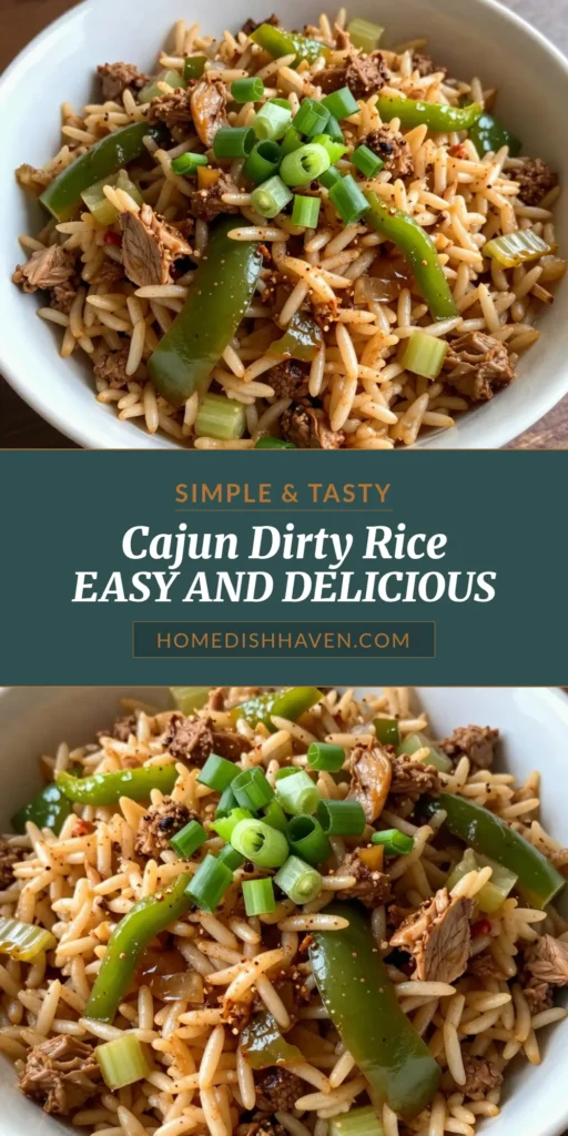 Discover the ultimate Cajun dirty rice recipe with ground turkey for a deliciously spicy Cajun rice dish. This easy dirty rice with chicken is packed with flavors, making it a perfect flavorful Cajun side dish for any meal. Ready in just 40 minutes, it's great for weeknights or gatherings. Don't miss out on this culinary delight—save the recipe now! #CajunDirtyRice #GroundTurkey #SpicyRice #EasyCooking