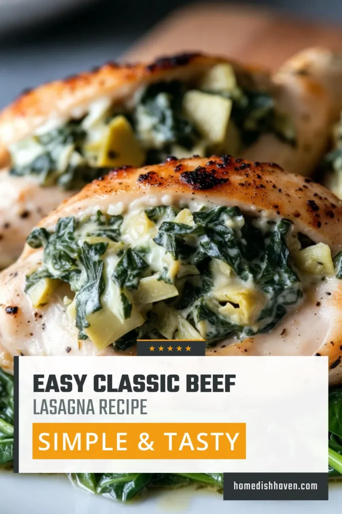 Discover the ultimate Stuffed Chicken Recipe with this savory Spinach Artichoke Chicken! Packed with creamy goodness from cream cheese and loaded with healthy ingredients, this Chicken Breast Stuffed meal is perfect for a Healthy Chicken Dinner. Get ready to impress your family with this easy and delicious recipe. Save this for your next dinner idea and enjoy every bite! #StuffedChicken #SpinachArtichoke #HealthyDinner #ChickenRecipe