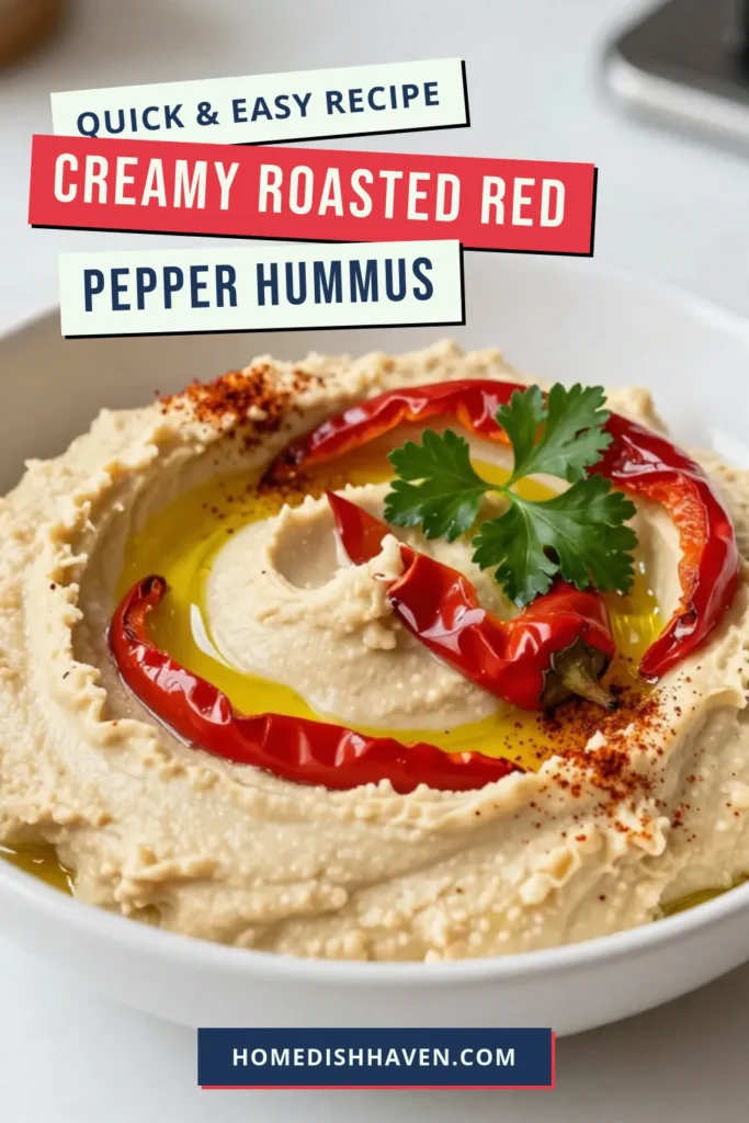 Discover the perfect Roasted Red Pepper Hummus that will elevate your snacking game! This healthy hummus recipe is a creamy, flavorful chickpea dip perfect for any occasion. Enjoy it as a vegan appetizer with pita bread or veggies. With simple ingredients, you can make delicious homemade hummus in just 10 minutes. Try this recipe today and impress your guests! Save it now! #RoastedRedPepperHummus #HealthyHummusRecipe #VeganAppetizer #ChickpeaDip