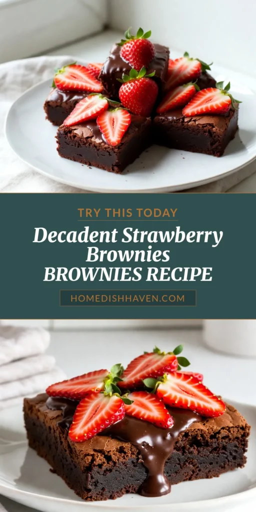 Indulge in these sensational chocolate covered strawberry brownies! This easy brownie recipe combines fudgy brownies with strawberries and rich chocolate ganache for a delightful dessert. Perfect for any occasion, strawberry brownies are a must-try! Follow our simple steps to create this luscious treat that everyone will love. Save the recipe for your next baking adventure! #ChocolateCoveredStrawberryBrownies #EasyBrownieRecipes #FudgyBrownies #ChocolateGanacheBrownies