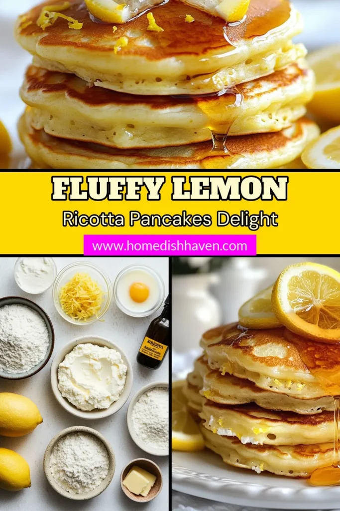 Indulge in these delightful lemon ricotta pancakes for a perfect start to your day! This fluffy pancake recipe brings a zesty twist to your breakfast table, making it ideal for lemon breakfast ideas or easy brunch recipes. Made with creamy ricotta cheese, these pancakes are irresistibly light and flavorful. Don’t miss out—save this recipe for your next brunch! #LemonRicottaPancakes #FluffyPancakeRecipe #RicottaCheeseRecipes #BreakfastIdeas