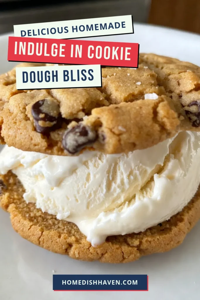 Satisfy your sweet cravings with these delicious cookie dough ice cream sandwiches! This easy recipe combines homemade ice cream sandwiches with gooey chocolate chip cookies, creating the perfect ice cream dessert idea. They're a fun treat for any occasion! With quick prep and minimal ingredients, you can whip up these delightful snacks in no time. Save this recipe and impress your friends at your next gathering! #CookieDough #DessertIdeas #HomemadeIceCream #EasyCookieRecipes