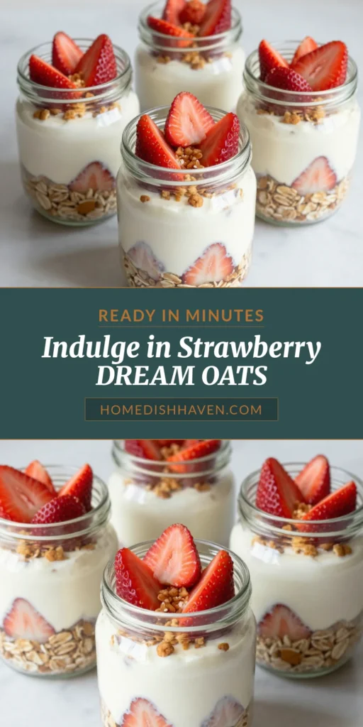Indulge in the deliciousness of Strawberry Cheesecake Overnight Oats, the perfect easy overnight oats recipe for a healthy breakfast! This creamy blend of Greek yogurt oatmeal, fresh strawberries, and graham cracker crumbs combines to create a delightful morning treat. Ready in just 15 minutes and perfect for meal prep, these overnight oats make mornings breezy. Try it now and elevate your breakfast game! #HealthyBreakfastIdeas #OvernightOatsRecipe #EasyOvernightOats #GreekYogurtOatmeal