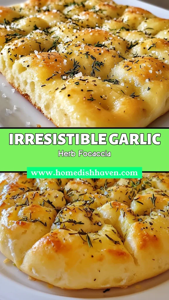 Bring the taste of Italy to your kitchen with this delicious Garlic Herb Focaccia Recipe! This homemade focaccia bread is easy to make and results in fluffy, golden perfection. Infused with garlic and fresh herbs, this Italian garlic bread is the perfect accompaniment to any meal. Enjoy warm and drizzled with olive oil. Save this easy focaccia bread recipe for a delightful baking adventure! #FocacciaBread #HomemadeBread #BakingRecipes #ItalianRecipes