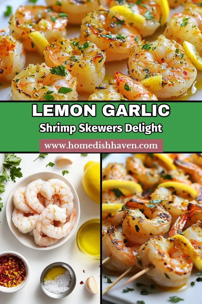 Elevate your grilling game with these zesty lemon garlic shrimp skewers! Perfect for summer, this easy shrimp skewers recipe features a flavorful shrimp marinade with tangy lemon and fragrant garlic. Ideal as a delicious shrimp appetizer or main dish, these grilled shrimp recipes are sure to impress your guests. Ready in just 30 minutes, you won't want to miss this! Save this recipe for your next cookout. #ShrimpSkewers #GrilledShrimp #EasyRecipes #ShrimpAppetizers