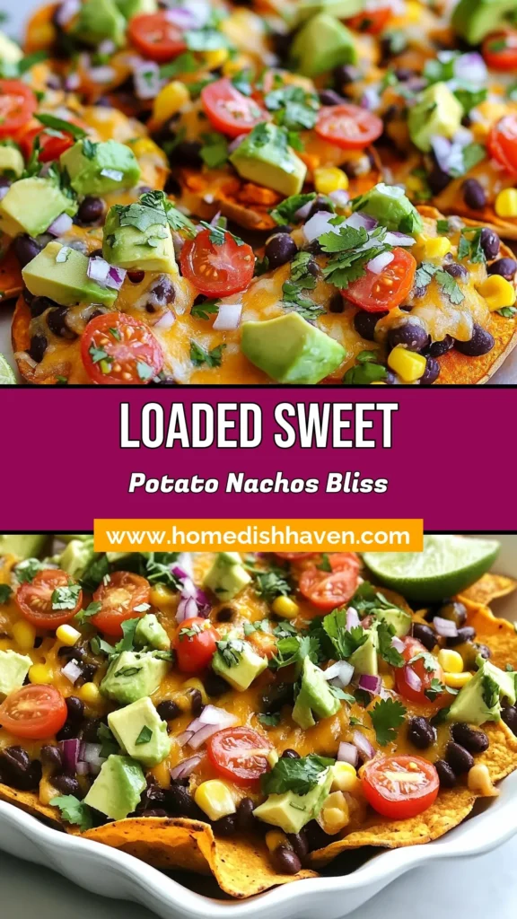 Elevate your snack game with these loaded sweet potato nachos! Perfect for parties or cozy nights in, this healthy nacho recipe combines crispy sweet potatoes with black beans, corn, and melted cheese for a delicious vegetarian appetizer. Packed with flavor and easy to make, these nachos are a hit for everyone. Try this delightful twist on traditional nachos! Save the recipe and enjoy today! #SweetPotatoNachos #HealthyNachoRecipes #VegetarianNachoIdeas #SweetPotatoAppetizers