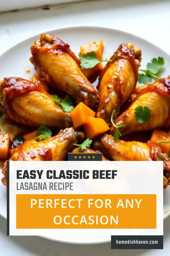 Craving a flavor explosion? Try these spicy mango chicken wings! This baked chicken wing recipe features a delicious mango sauce chicken wings marinated in a sriracha chicken wing marinade for the perfect kick. These easy spicy chicken wings are not only simple to make but are also a guaranteed crowd-pleaser. Click for the full recipe and save for your next gathering! #SpicyMangoChickenWings #BakedWings #EasySpicyWings #ChickenWingRecipes