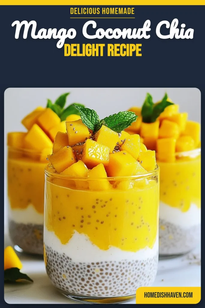 Indulge in the tropical delight of Coconut Mango Chia Pudding, a healthy dessert recipe that's perfect for anyone craving a refreshing vegan treat! This vegan chia pudding recipe combines creamy coconut milk and sweet mango for a deliciously irresistible dessert. Easy to prepare and packed with nutrition, this coconut milk dessert is sure to impress. Try this tropical chia seed pudding today and brighten up your dessert lineup! #CoconutMangoChia #VeganDesserts #HealthyRecipes #ChiaPudding