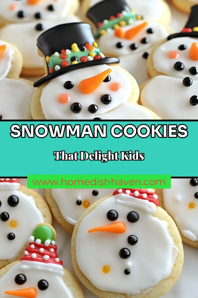 Bake the perfect holiday treat with these delightful Snowman sugar cookies! Ideal for your festive winter gatherings, this recipe combines classic holiday cookie recipes with charming royal icing decorations. Get creative decorating each snowman with mini candies for hats and scarves. A must-try for Christmas baking ideas, these cookies are sure to spread cheer! Pin now for an unforgettable holiday experience! #SnowmanSugarCookies #HolidayBaking #FestiveTreats #ChristmasCookies