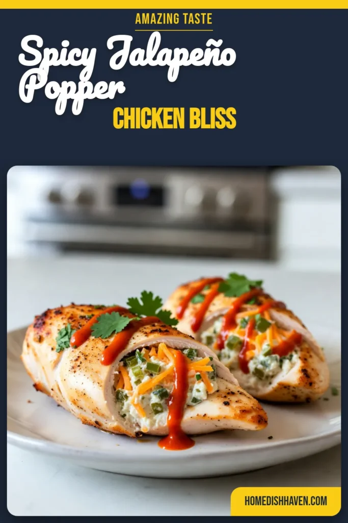 Discover the deliciousness of jalapeño popper stuffed chicken with this creamy jalapeño chicken recipe! This easy stuffed chicken breast combines the perfect blend of cheese and spice, making it a favorite for any meal. Bake this mouthwatering baked jalapeño chicken recipe for a dish that's not only flavorful but also simple to prepare. Try it today and impress your family! Save this recipe for your next cooking adventure! #StuffedChicken #EasyRecipes #JalapeñoPopper #ChickenDinner