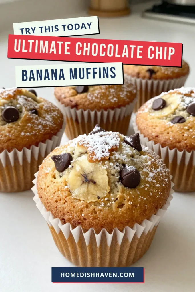 Indulge in these delicious chocolate chip banana bread muffins! This easy banana muffin recipe transforms ripe bananas into moist, flavorful banana chocolate chip muffins that everyone will love. Perfect for breakfast or a snack, our homemade banana muffins are sure to be the best banana bread muffins you'll ever make. Save this recipe for a sweet treat that’s simple and satisfying! Try it today! #BananaBread #MuffinRecipe #BakingIdeas #HomemadeMuffins
