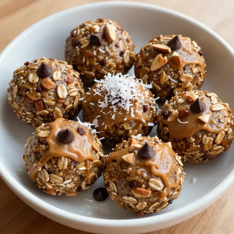 You will need these simple ingredients for your Almond Joy Energy Balls: - 1 cup rolled oats - 1/2 cup creamy almond butter - 1/4 cup honey or pure maple syrup - 1/2 cup unsweetened shredded coconut - 1/4 cup mini dark chocolate chips - 1/4 cup chopped almonds - 1 teaspoon pure vanilla extract - A pinch of sea salt These ingredients work together to create a tasty treat that packs a nutritious punch. Each serving of these energy balls offers about 100 calories. They are rich in protein, fiber, and healthy fats, making them a great snack. You can enjoy these without worry if you have allergies. If you need to, you can swap almond butter with sunflower seed butter. This keeps the recipe nut-free. Eating these energy balls gives you energy while tasting like a dessert. They are a perfect grab-and-go snack for busy days. The balance of oats, nuts, and chocolate keeps you feeling full and satisfied. {{ingredient_image_2}} Start by gathering your ingredients. In a large mixing bowl, combine the rolled oats, creamy almond butter, and honey or maple syrup. Mix these wet and dry ingredients well. You want a smooth blend with no clumps. Next, add the unsweetened shredded coconut, mini dark chocolate chips, chopped almonds, pure vanilla extract, and a pinch of sea salt. Stir until the add-ins spread evenly throughout the mixture. This step gives the energy balls their tasty flavor and texture. Now, it’s time to shape the mixture into balls. Use clean hands to scoop about one inch of the mixture. Roll this into a ball. If it sticks to your hands, wet your palms lightly with water. This trick makes rolling easier and keeps the mixture from clumping. Aim for consistency in size. Each ball should be about one inch wide. This size helps them hold together and makes them easy to grab for a snack. Once you roll all the balls, place them on a parchment-lined baking tray. Make sure to space them out evenly. Now, refrigerate the tray for at least 30 minutes. This step firms them up nicely, making them easier to eat. To store your energy balls, transfer them to an airtight container. They stay fresh in the fridge for about a week. Enjoy them as a quick snack or a tasty treat any time! To make your Almond Joy Energy Balls even tastier, adjust the sweetness. You can add more honey or maple syrup if you like it sweeter. For a less sweet treat, just use less. You can also add fun ingredients to change the flavors. Try adding: - Chopped walnuts or pecans for a crunchy texture - Pumpkin seeds for extra nutrients - A sprinkle of cinnamon or nutmeg for warmth These additions can make your energy balls unique and exciting. Kids love tasty treats, so let them help! You can create fun flavors that kids enjoy. Consider using different chocolate chips like milk chocolate. You can also swap out the almonds for their favorite nuts or seeds. Involve kids in the process. Let them mix the ingredients. Show them how to roll the balls. This can make cooking fun and teach them about healthy snacks. It’s a great way to bond while making something yummy! Pro Tips Fresh Ingredients: Always use fresh, high-quality ingredients for the best flavor and texture in your energy balls. Mixing Technique: For a smoother consistency, mix the almond butter and sweetener thoroughly before adding the dry ingredients. Customizable Add-ins: Feel free to experiment with different nuts, seeds, or dried fruits to personalize your energy balls and enhance their nutritional value. Storage Tips: Keep the energy balls in an airtight container in the refrigerator to maintain their freshness and texture for longer. {{image_4}} You can play with flavors in your Almond Joy Energy Balls. One tasty mix is coconut and almond chocolate chip. This combo brings out the rich taste of almonds and chocolate. The coconut adds a fun texture and sweetness. Another great option is to swap almond butter for peanut butter. This change gives a new twist. Peanut butter adds creaminess and a touch of saltiness. It can also make the balls a bit more filling. If you need gluten-free options, you’re in luck! All the ingredients in this recipe are naturally gluten-free. Just make sure your rolled oats are labeled gluten-free. This choice keeps your energy balls safe for anyone with gluten sensitivities. For those looking for vegan alternatives, simply replace honey with pure maple syrup. This swap maintains sweetness and flavor while keeping the recipe plant-based. You can enjoy these treats without any animal products. To keep your Almond Joy Energy Balls fresh, store them in an airtight container. You can keep them in the refrigerator for up to a week. This helps maintain their taste and texture. If you want to save them for longer, freezing is a great option. Place the energy balls in a single layer on a baking tray. Freeze them until solid, then transfer to a freezer-safe bag. They can last for up to three months in the freezer. How can you tell if your energy balls are still good? First, check for a change in smell. If they smell off or sour, it’s best to toss them. Look at their texture too; if they feel too dry or crumbly, it’s time to say goodbye. For the best taste, enjoy them before they lose their flavor. Keep them looking nice by arranging them in a bowl. A sprinkle of shredded coconut on top adds an appealing touch. Serve them with fresh berries for extra color and flavor. How long do these energy balls last? You can store your Almond Joy Energy Balls in the fridge for up to one week. They stay fresh and tasty. For longer storage, you can freeze them. They can last up to three months in the freezer. Just thaw them before eating. Can I make these without honey? Yes, you can use pure maple syrup instead of honey. This swap keeps the energy balls sweet and moist. You can also try agave syrup for a similar result. Just remember to use the same amount as honey. What is the best way to transport energy balls? To transport these energy balls, place them in an airtight container. This keeps them fresh and prevents squishing. You can also use a small cooler with ice packs for longer trips. They make great snacks on the go! How to avoid sticky ingredients If your mixture gets too sticky, try wetting your hands with water. This helps when rolling the balls. You can also add a bit more oats to the mix. This will help balance the stickiness. Adjusting the recipe for different serving sizes If you want more or fewer energy balls, just adjust the ingredients. For example, if you double the recipe, use two cups of oats and one cup of almond butter. Keep the same ratios for all other ingredients. This makes it easy to customize! In this post, we explored how to make Almond Joy Energy Balls with simple ingredients. We covered key components, nutritional facts, and step-by-step instructions. You learned variations and tips for storage and serving. These tasty snacks are easy to customize and can fit many diets. With a bit of fun in the kitchen, you can create delicious treats that everyone loves. Enjoy your snack-making adventure!