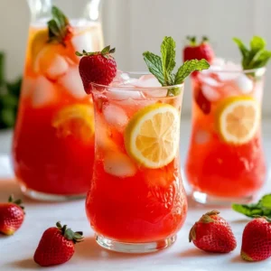 Strawberry Lemonade Punch Fresh and Refreshing Drink